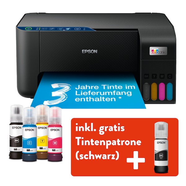 EPSON Drucker EcoTank ET-2861 inkl. gratis Tintenpatrone (schwarz)