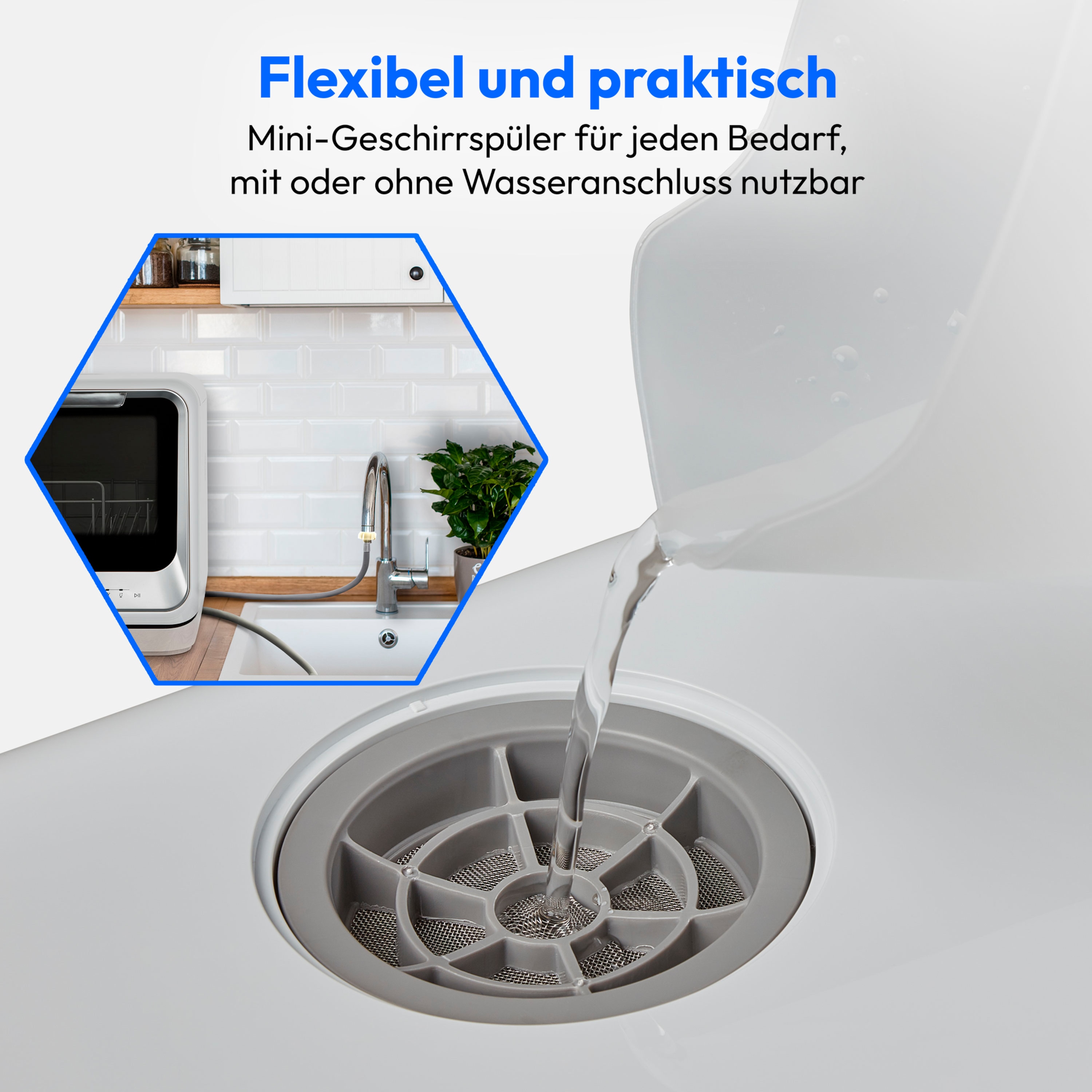 MEDION® LIFE® Mini-Geschirrspüler DWT20 (MD37763), für 2 Gedecke, 6 Reinigungsprogramme, Startzeitvorwahl