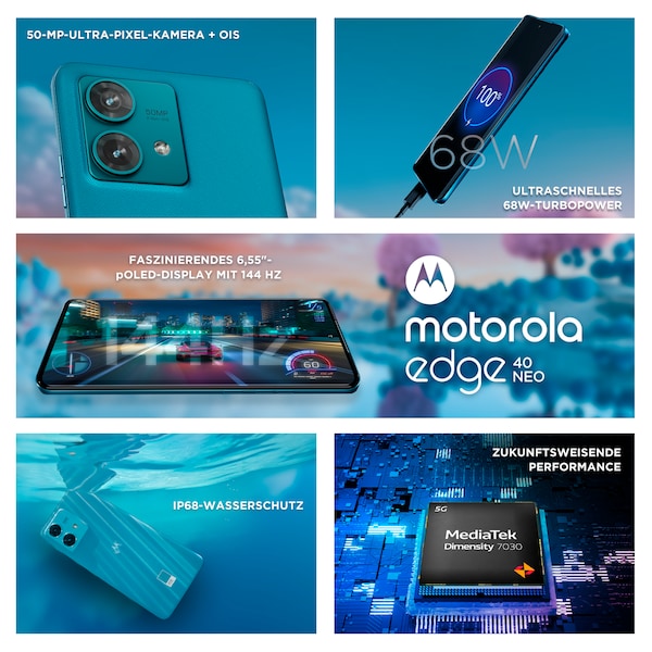 MOTOROLA edge 40 Neo, 256 GB, Caneel Bay