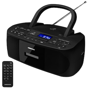 MEDION® LIFE® E65010, radio casete con reproducción de MP3, radio PLL-FM, conexión USB, compatible con CD-R/RW, entrada AUX, 2 x 3 W RMS