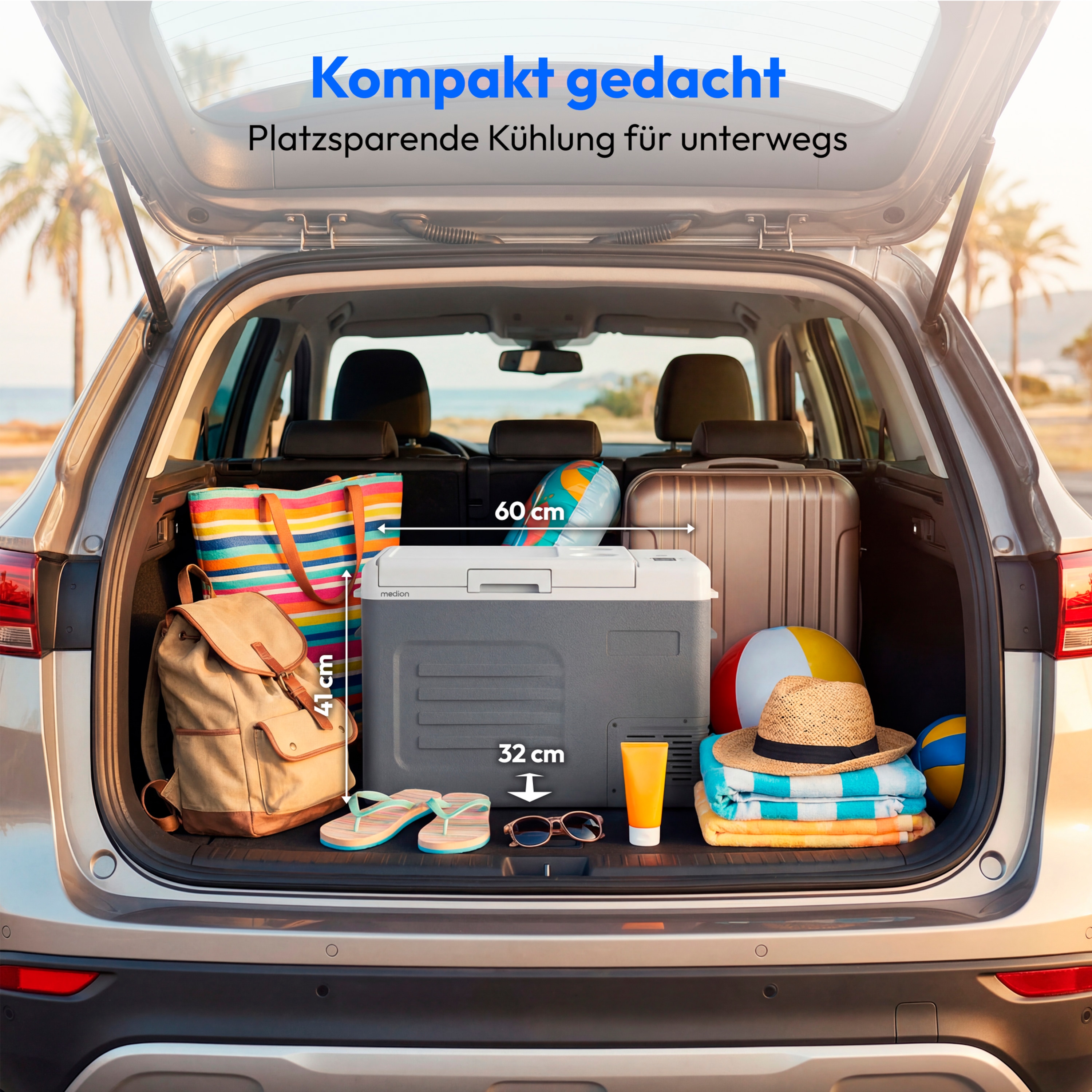 MEDION® MEDION LIFE Kompressor Kühlbox MD370027 CC28, 28 L, −20 °C bis +20 °C, Digitales Display, 12 V / 24 V / 230 V, LED-Innenbeleuchtung