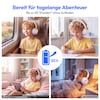 MEDION® LIFE HE-1 Kids Bluetooth Kinderkopfhörer, 3-stufiger Gehörschutz, bis zu 85 Std. Akkulaufzeit, MP3-Player, Bluetooth 5.4, AUX & microSD, LED-Lichtring, austauschbare Designs