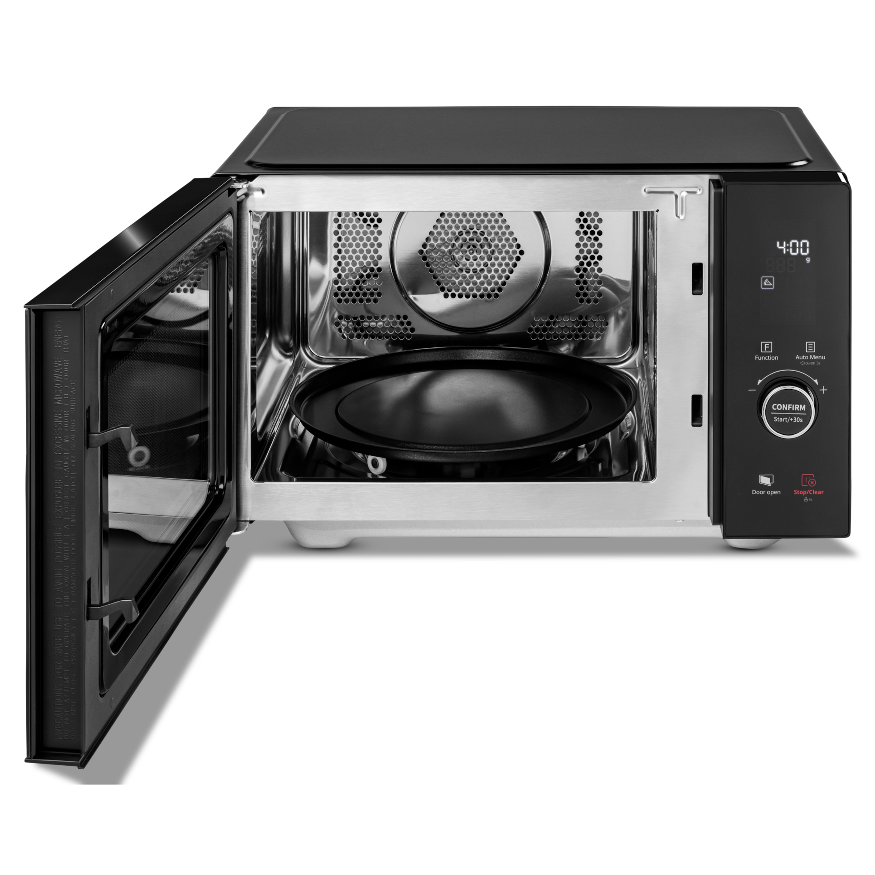 MEDION® LIFE® 4 in 1 Mikrowelle MD12041, 900 Watt Mikrowellenleistung, 1100 W Obergrillleistung, 500 W Untergrilleistung, 2100 W Heißluftfunktion, 2 Heizelemente, Sensor-Touch-Türöffnung, 11 Automatikprogramme, 25 L Kapazität, 10 Leistungsstufen