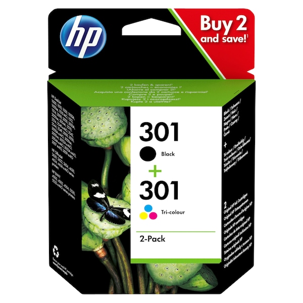 HP 301 Multipack Druckerpatronen, 2erPack Schwarz/Cyan/Magenta/Gelb