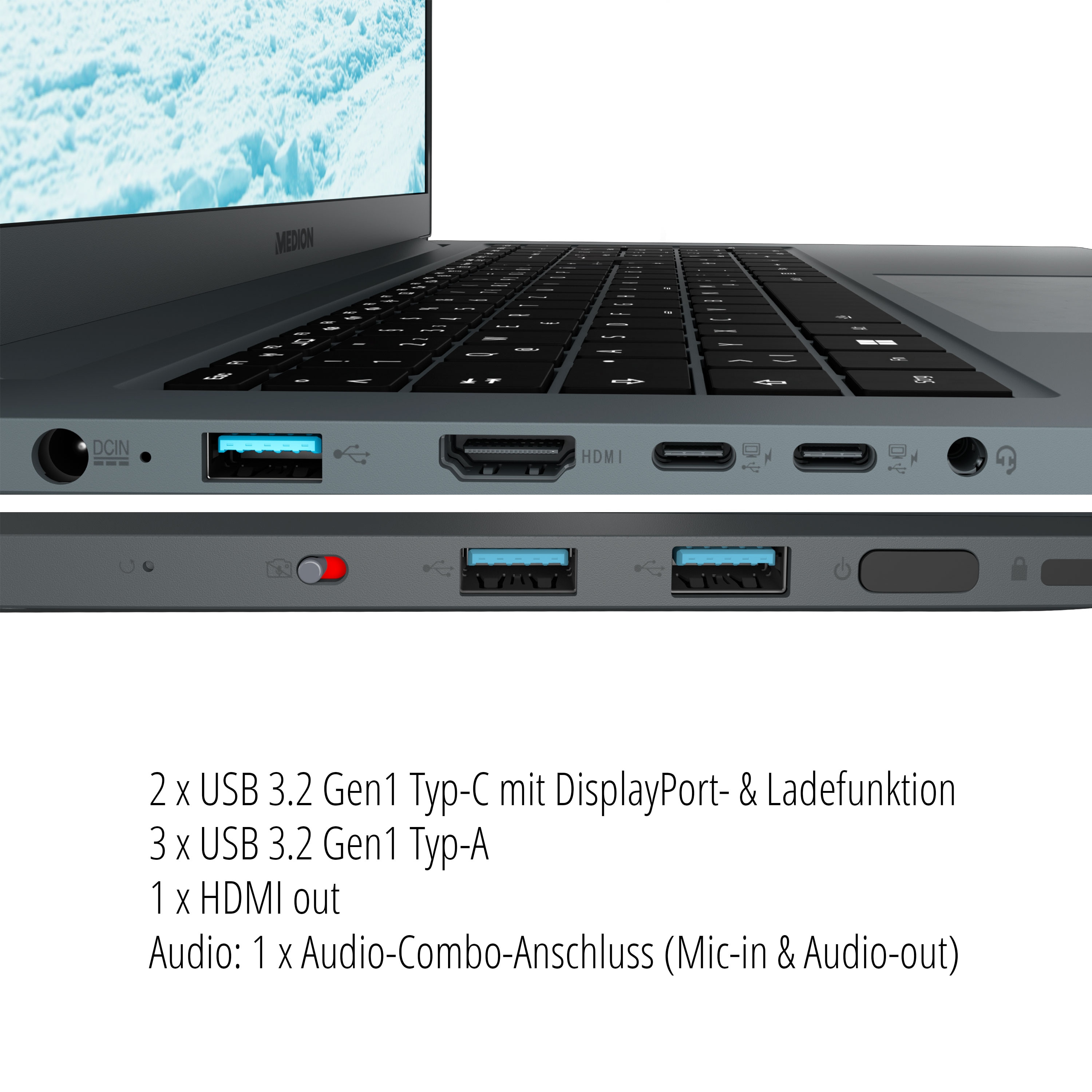 MEDION® P17619 Laptop, Intel® Core™ i5-13420H, Windows 11 Home, 43,9 cm (17,3") FHD Display, MX550, 1 TB SSD, 16 GB RAM