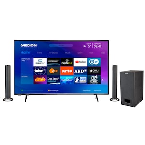 MEDION® LIFE® X15012 125,7 cm (50'') Ultra HD Smart-TV + P61220 TV-Soundbar mit Bluetooth & Subwoofer - ARTIKELSET