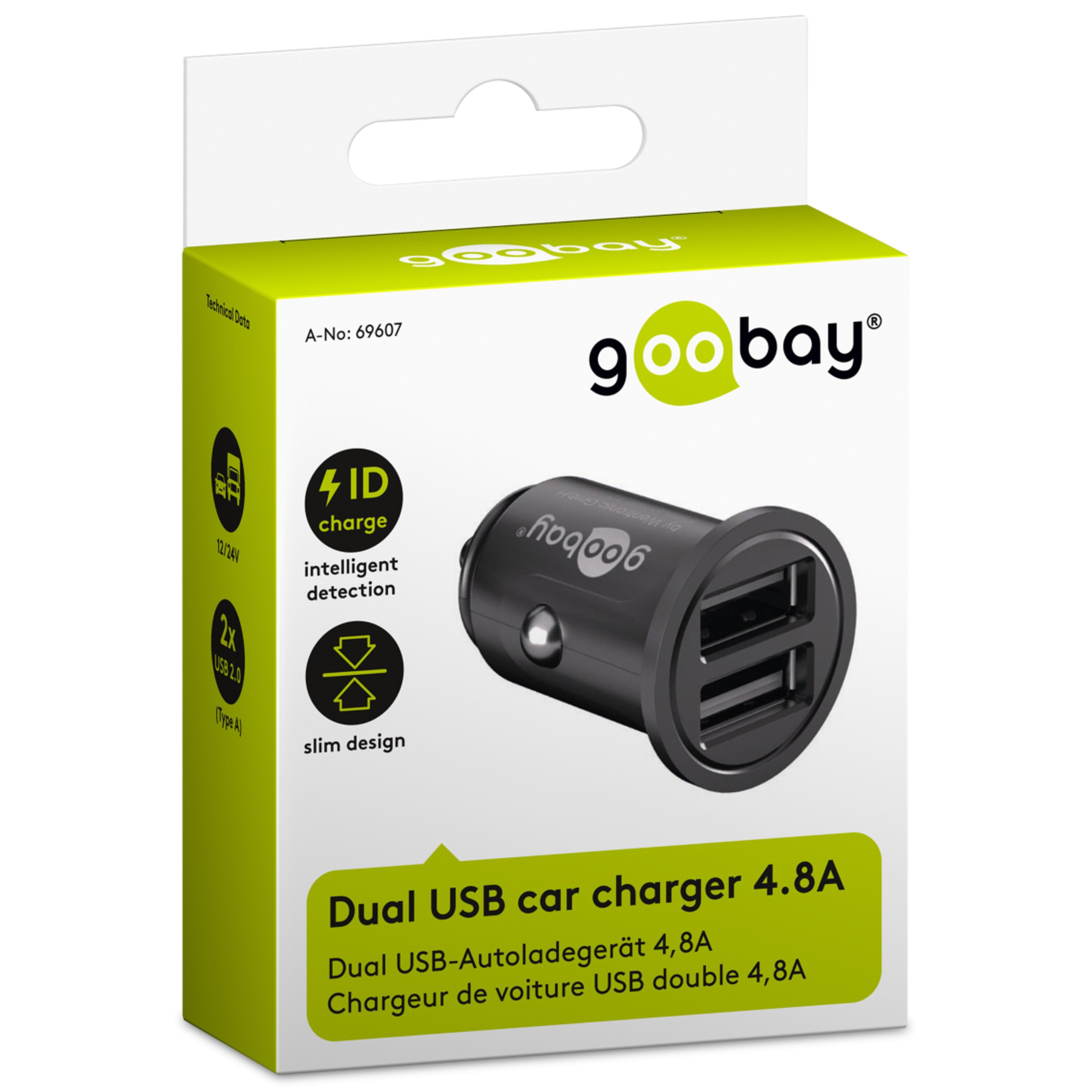 GOOBAY goobay® Dual USBAutoladegerät 4,8 A, kompakte
