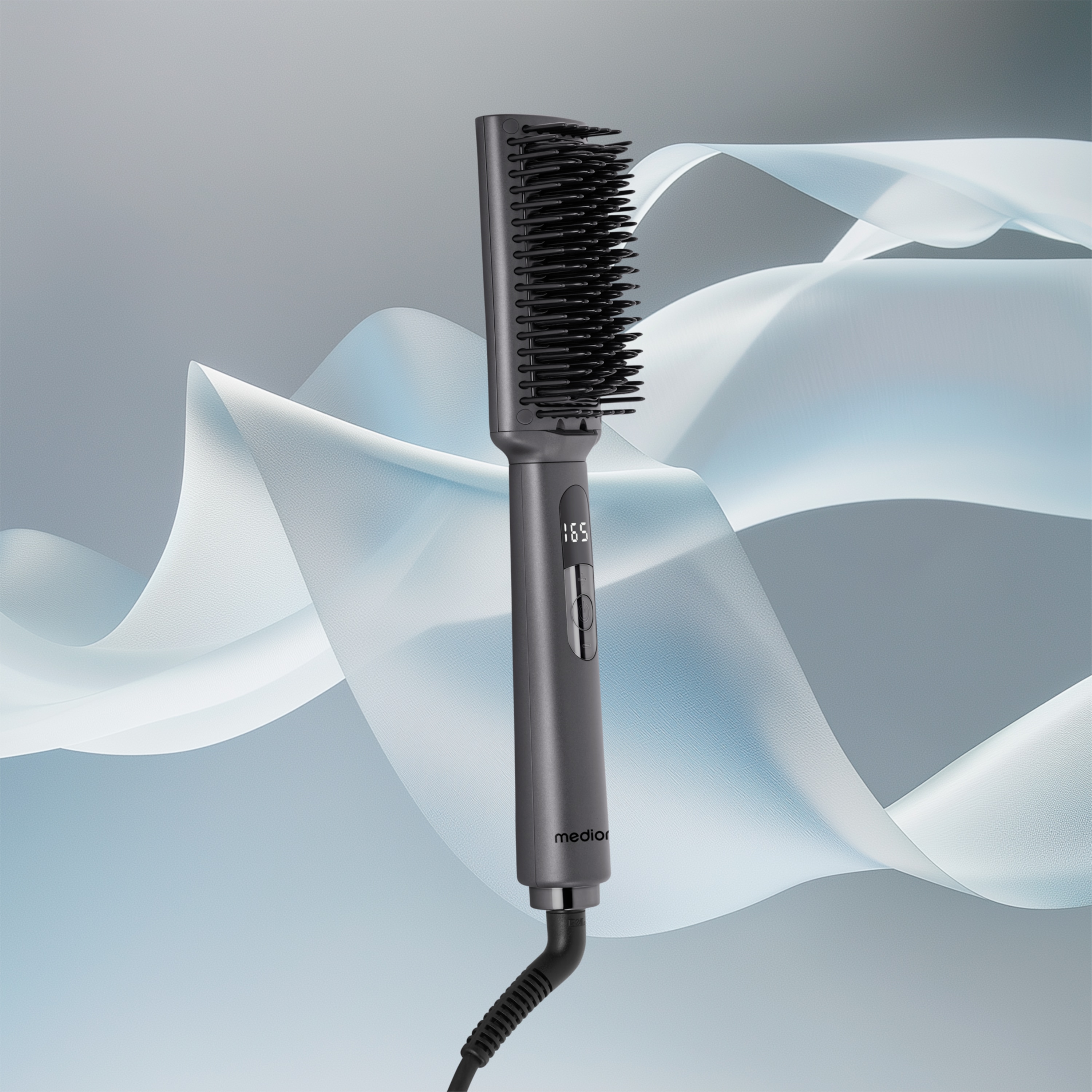 MEDION® LIFE HB1 Glättbürste, Keramik-/Turmalin beschichtete Heizelemente, Display mit Temperaturanzeige, 5 regelbare Hitzestufen (165° - 210°), Ionen-Technologie