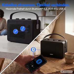 MEDION® LIFE BXO-1 Bluetooth® Lautsprecher schwarz, 2 x 15W RMS, integrierter Akku mit bis zu 15 Stunden Laufzeit, Bluetooth® 5.3, robustes & mobiles Design
