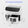 MEDION® LIFE® P20 XXL Twin Matt Doppelzonen-Heißluftfritteuse MD11760, 100 Rezepte in der Life+ App, 2 separate Garzonen, 9 Automatikprogramme, 8,7 L Gesamt-Nutzinhalt, 2.600 Watt, Temperatur einstellbar bis 200 °C