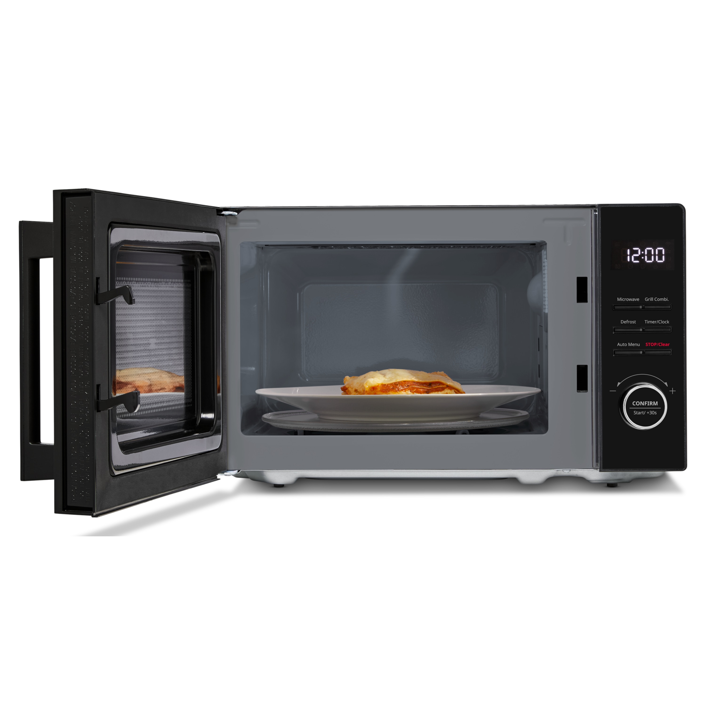 MEDION® LIFE® 2 in 1 Mikrowelle MD12021, 800 Watt Mikrowellenleistung, 1000 Watt Grillleistung, 9 Automatikprogramme, 20 L Kapazität, 5 Leistungsstufen, digitaler 95 min. Timer, Auftaufunktion