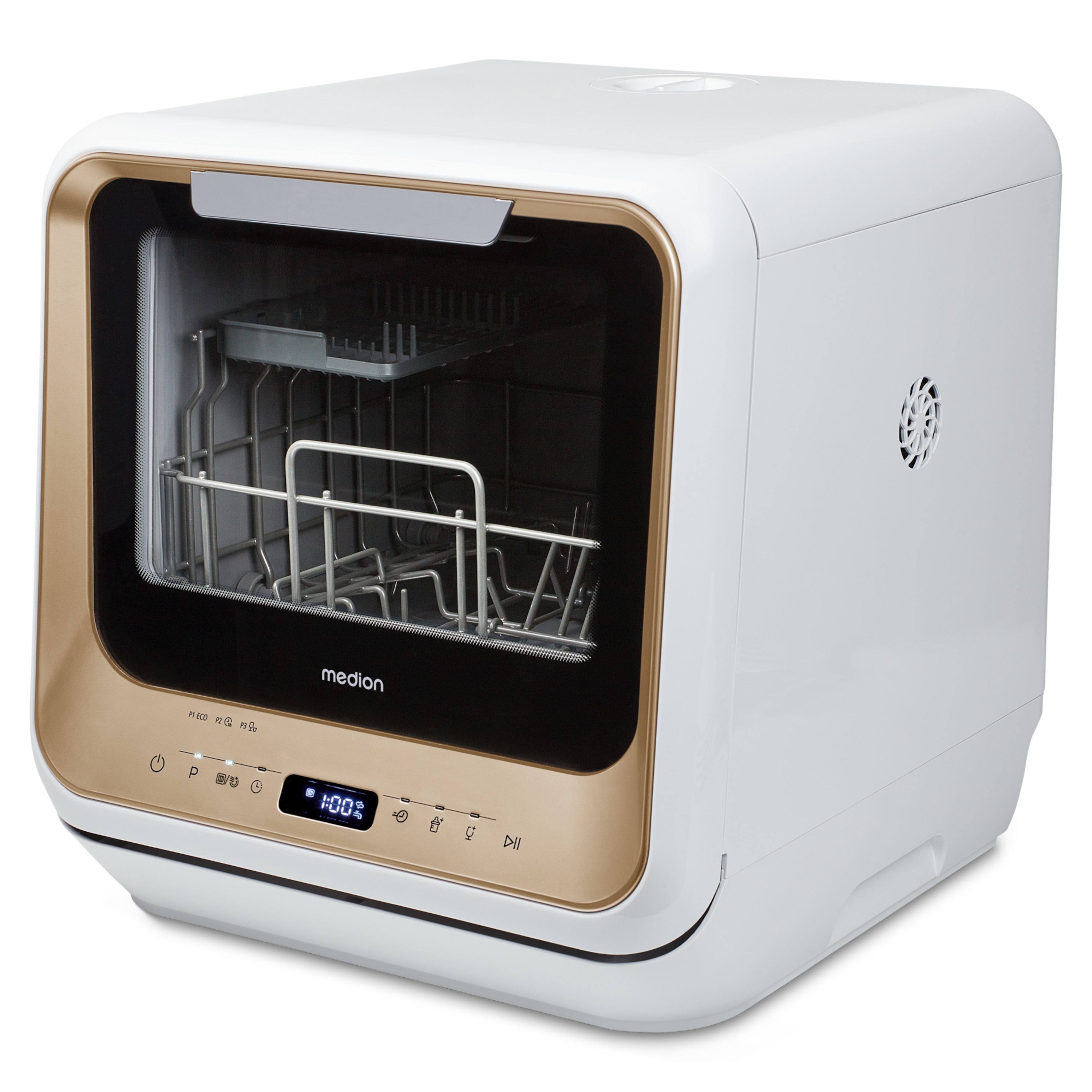 MEDION® LIFE® Mini-Geschirrspüler DWT20 (MD37763), für 2 Gedecke, 6 Reinigungsprogramme, Startzeitvorwahl