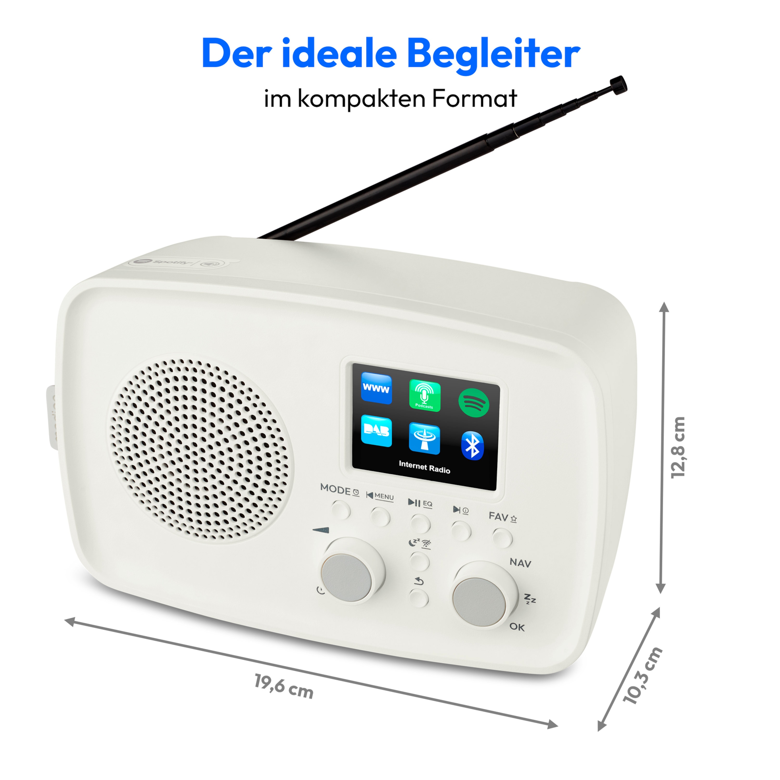 MEDION® MEDION LIFE Internetradio IRE-1 (MD89318), Empfang von über 40.000 Sendern & 20.000 Podcasts, 5 Watt (RMS), Bluetooth® 5.2 wireless technology, 2,4" (6,1 cm) TFT-Farbdisplay