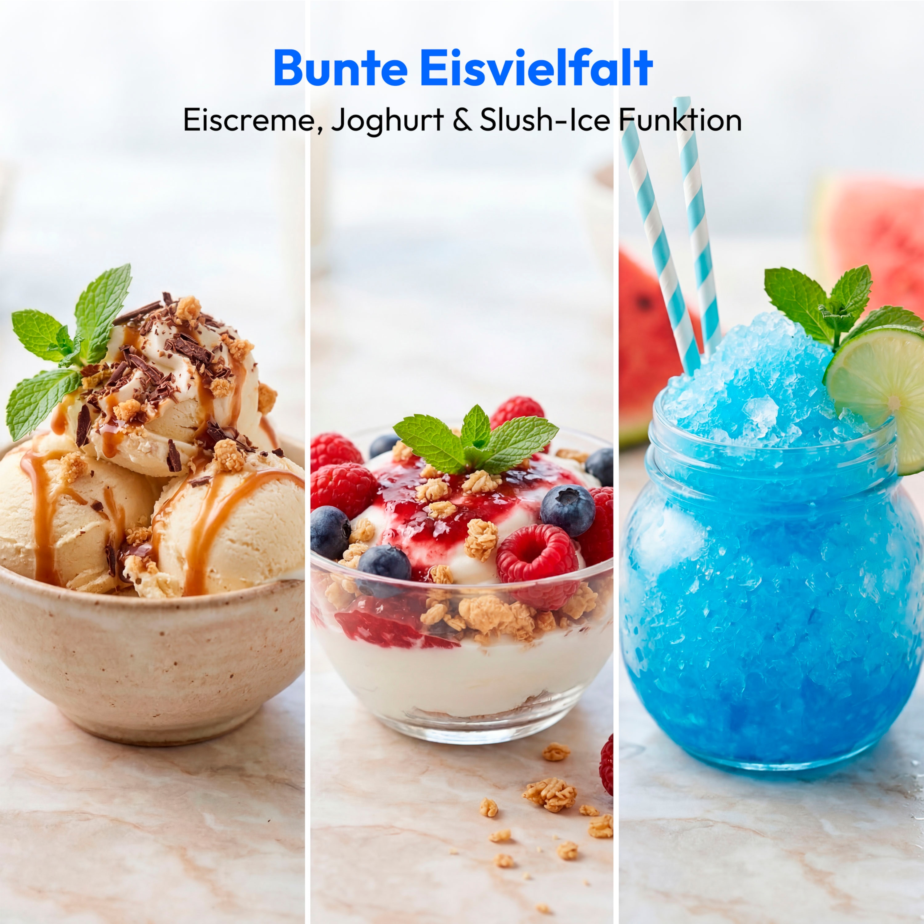 MEDION® LIFE Eismaschine MD 100116, Kapazität für 1 L Eis, kein Vorkühlen notwendig, LED-Display mit Sensor-Touch, entnehmbarer Aluminium-Eisbehälter, geeignet für die Zubereitung von Eiscreme, Joghurt & Sorbet