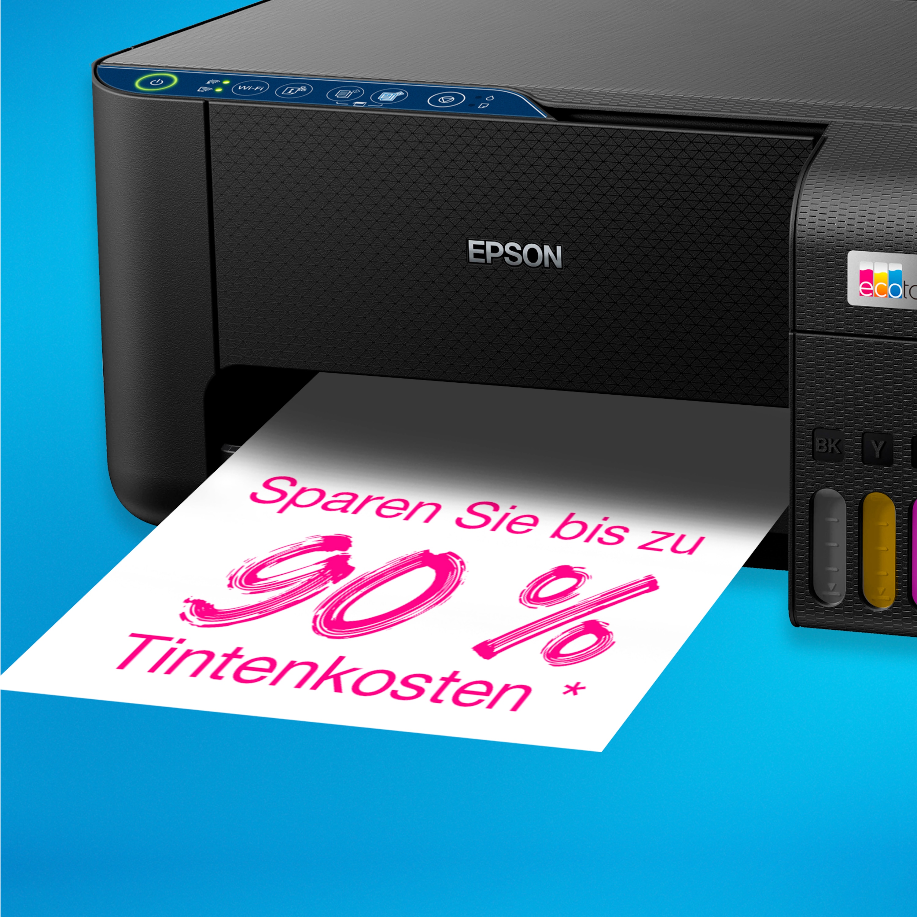 EPSON EcoTank ET-2861, Drucken, Kopieren, Scannen, Smart-Panel-App, maximale Druckgeschwindigkeit 33 Seiten/Min Schwarzweiß (Normalpapier), 15 Seiten/Min Farbe (Normalpapier)