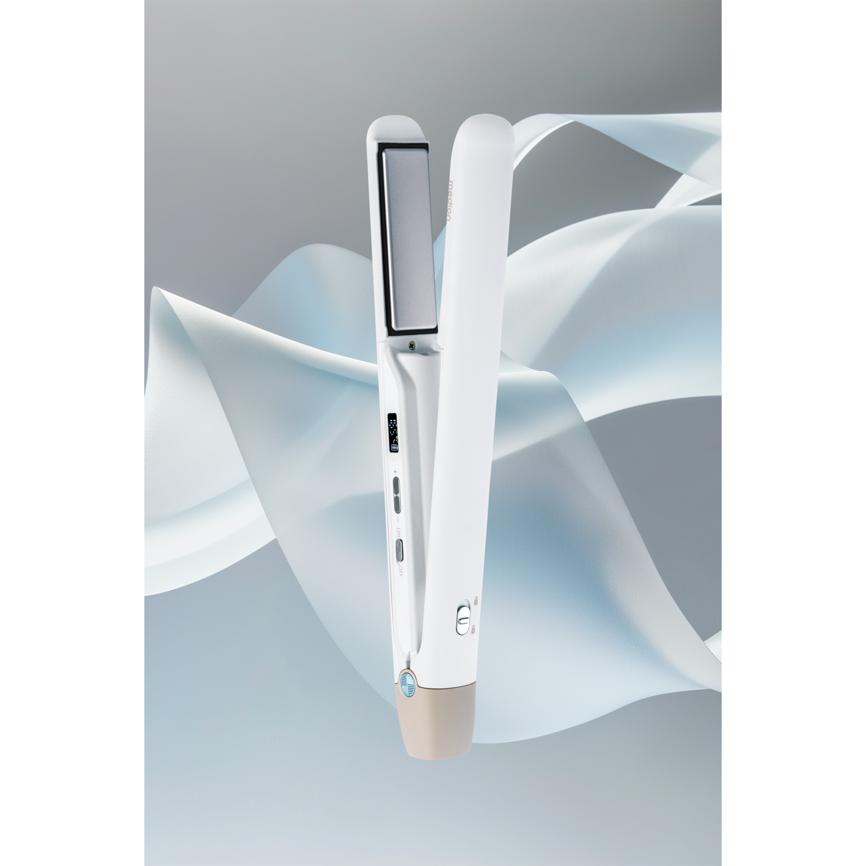 MEDION® LIFE HS2 kabelloses Glätteisen, flexible Keramik-/Turmalin Heizplatten mit Temperatursensor, Display mit Temperatur- und Akkuanzeige, 5 regelbare Hitzestufen (165° - 210°)