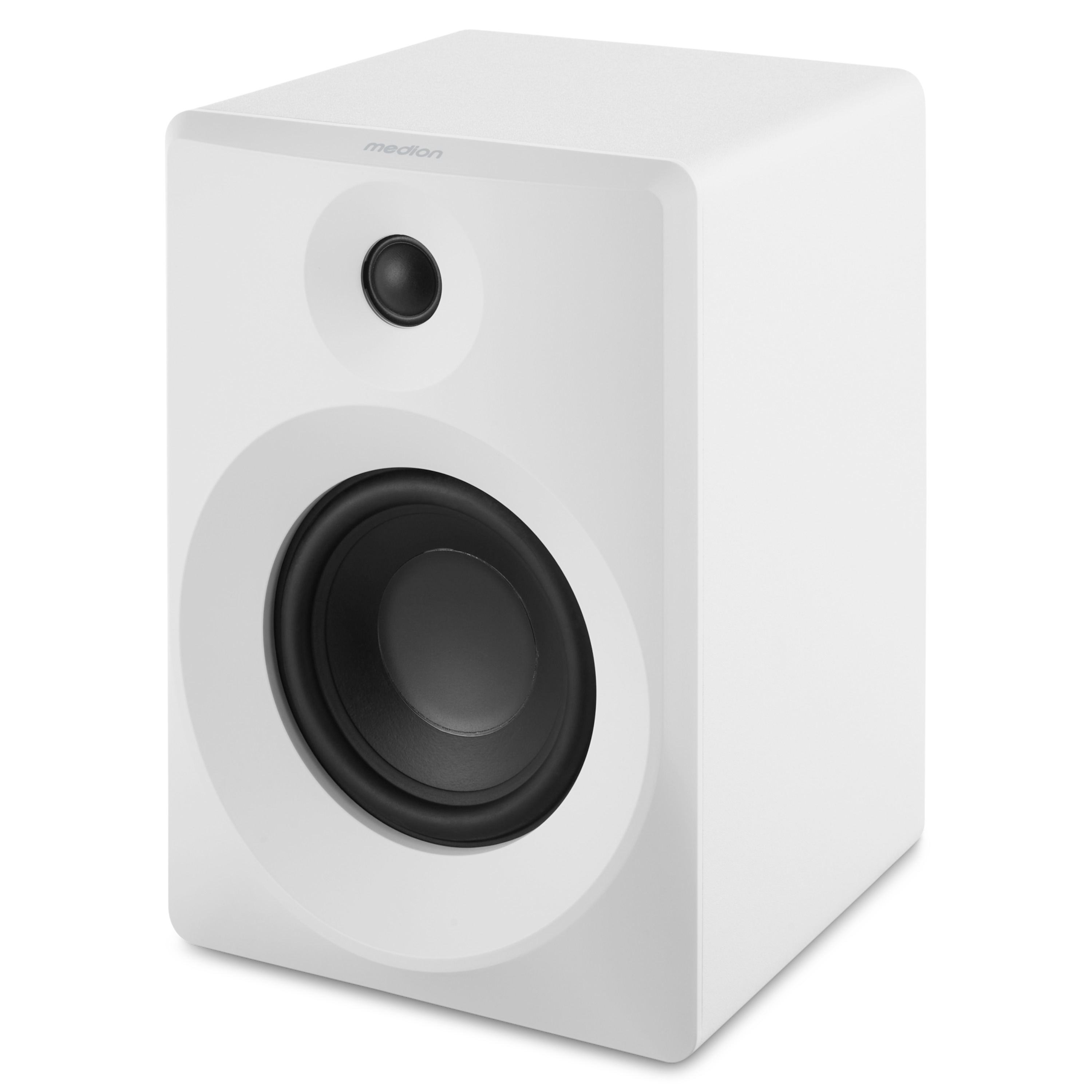 MEDION® LIFE® P61925 Regallautsprecher, aktiver & passiver Lautsprecher, 2-Wege-System, Bluetooth® 5.0, Stereo-Sound mit integriertem Hochtöner und Subwoofer, 2 x 50 W RMS