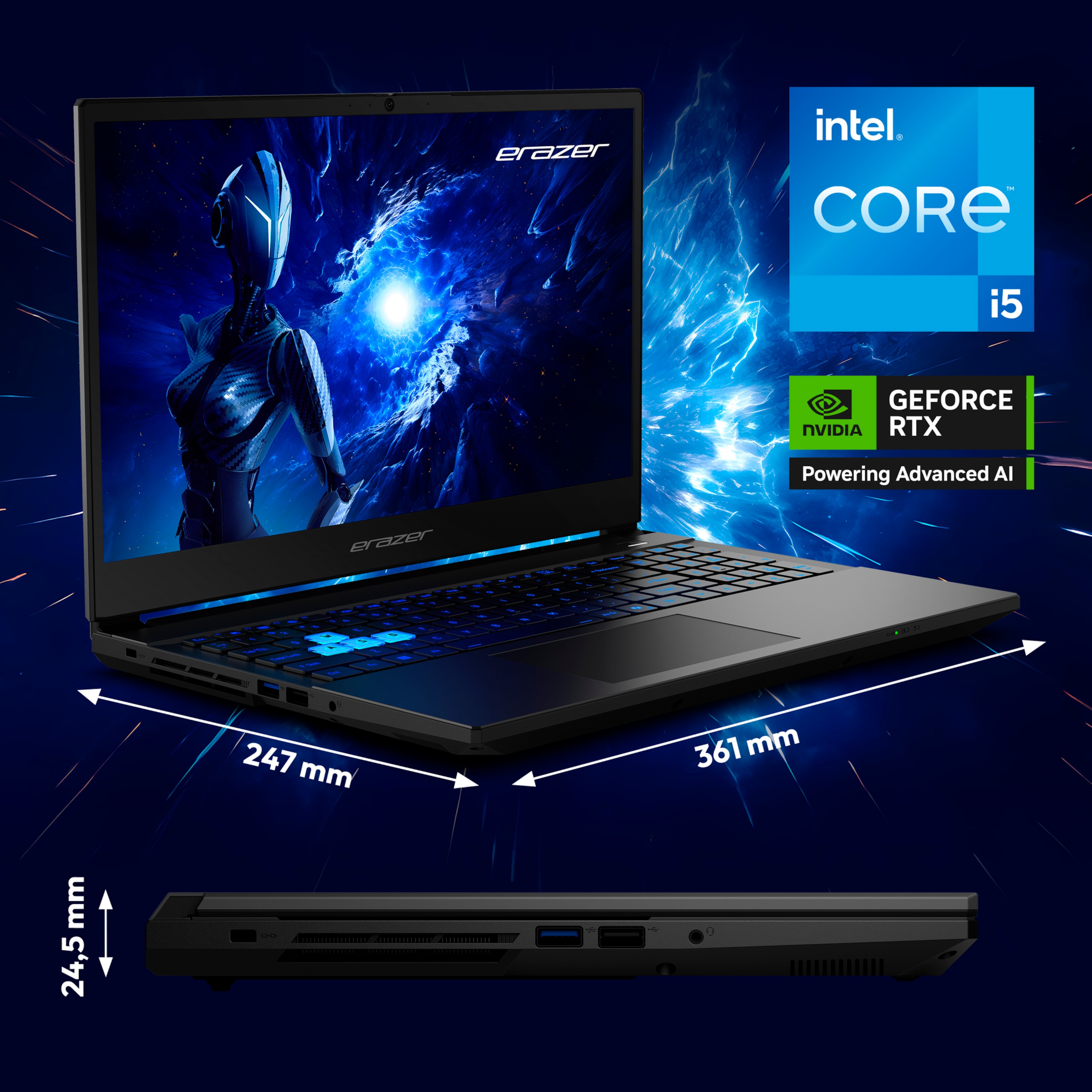 MEDION® ERAZER Scout 15 E1 Core Gaming Laptop, Intel® Core™ i5 13420H, Windows 11 Home 39,6 cm (15,6") FHD Display mit 144 Hz, NVIDIA® GeForce RTX™ 5050, 1 TB SSD, 16 GB RAM