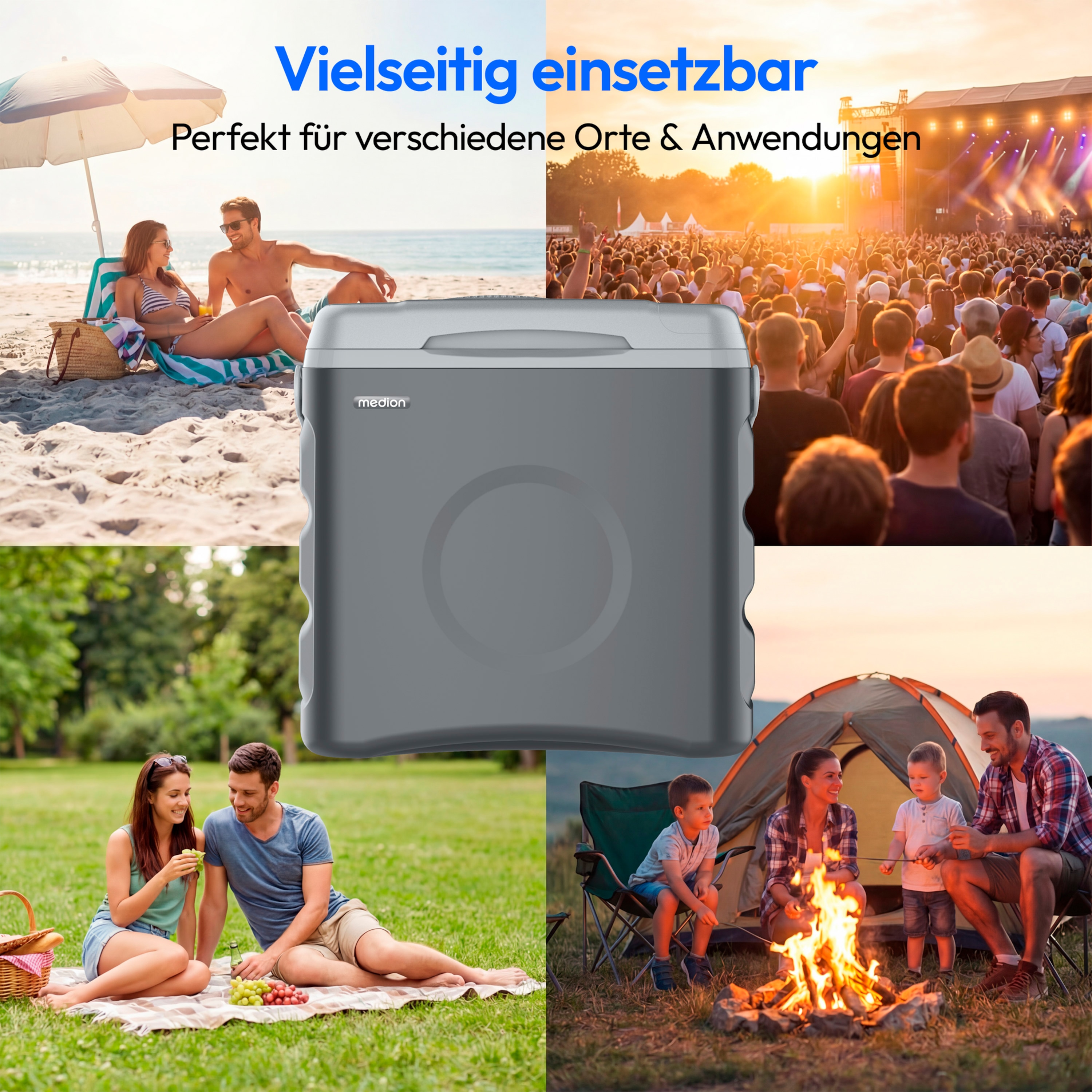 MEDION® MEDION LIFE Thermoelektrische Kühlbox MD370030, 35 L, Kühlen bis 20 °C unter Umgebung, Warmhalten bis 55 °C, 12 V / 230 V / USB 5 V, ECO Modus