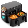 MEDION® LIFE® P25 XXL Flex M Heißluftfritteuse MD100057 schwarz, 100 Rezepte in der Life+ App, 2 separate Garzonen, 10 Automatikprogramme, 10,8 L Gesamt-Nutzinhalt, 3.040 Watt, Temperatur einstellbar bis 200 °C