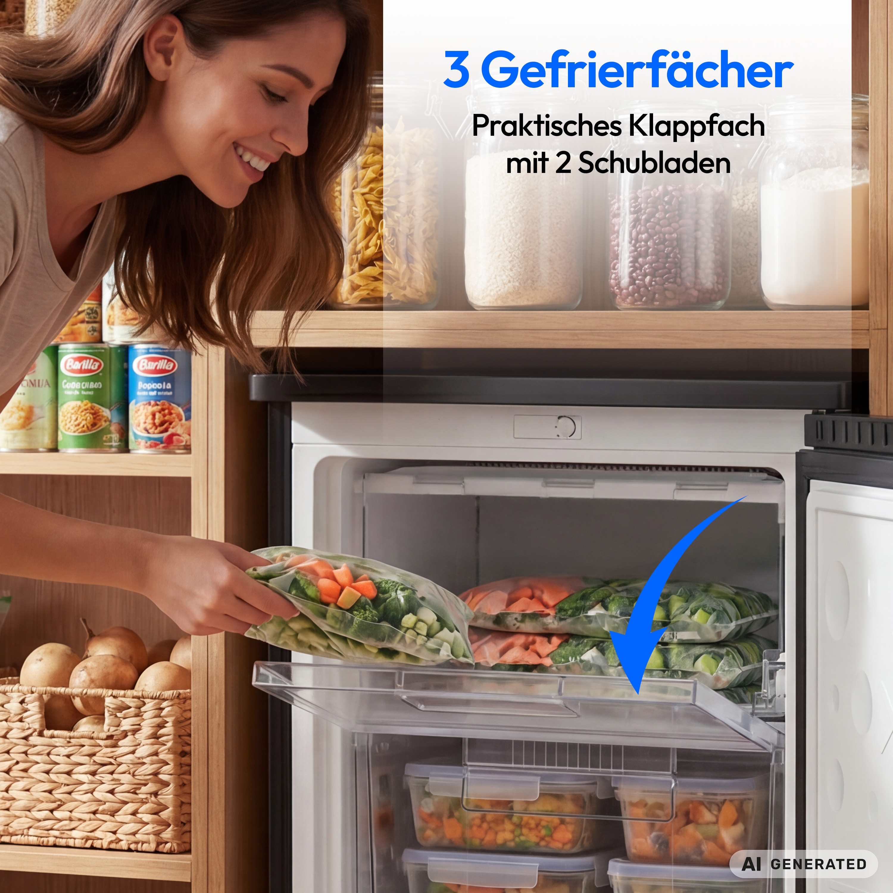 MEDION® LIFE Gefrierschrank MD370018 Schwarz, 85 L Nutzinhalt, 3 Türfächer, manuelle Abtauung, Temperaturbereich 0–5 °C, Energieklasse C, leiser Kompressorbetrieb (39 dB), wechselbarer Türanschlag