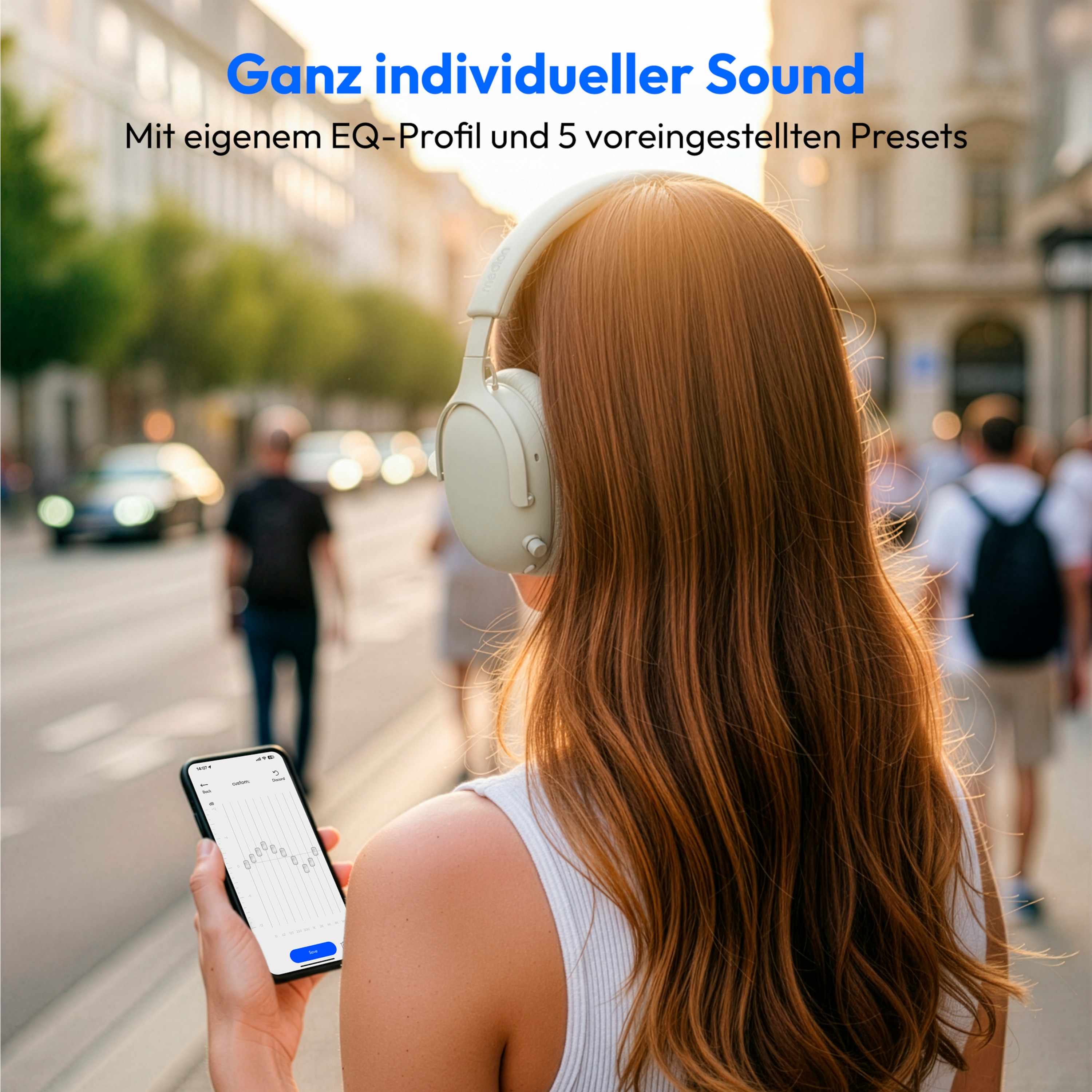 MEDION® Over Ear-Kopfhörer LIFE HX-1 Plus monochrom, bis zu 100 Stunden Akkulaufzeit, 5 EQ-Presets + 1 App-Preset, Feed Forward Noise Cancelling, Bluetooth® 6.0 wireless technology, IPX4 Spritzwasserschutz