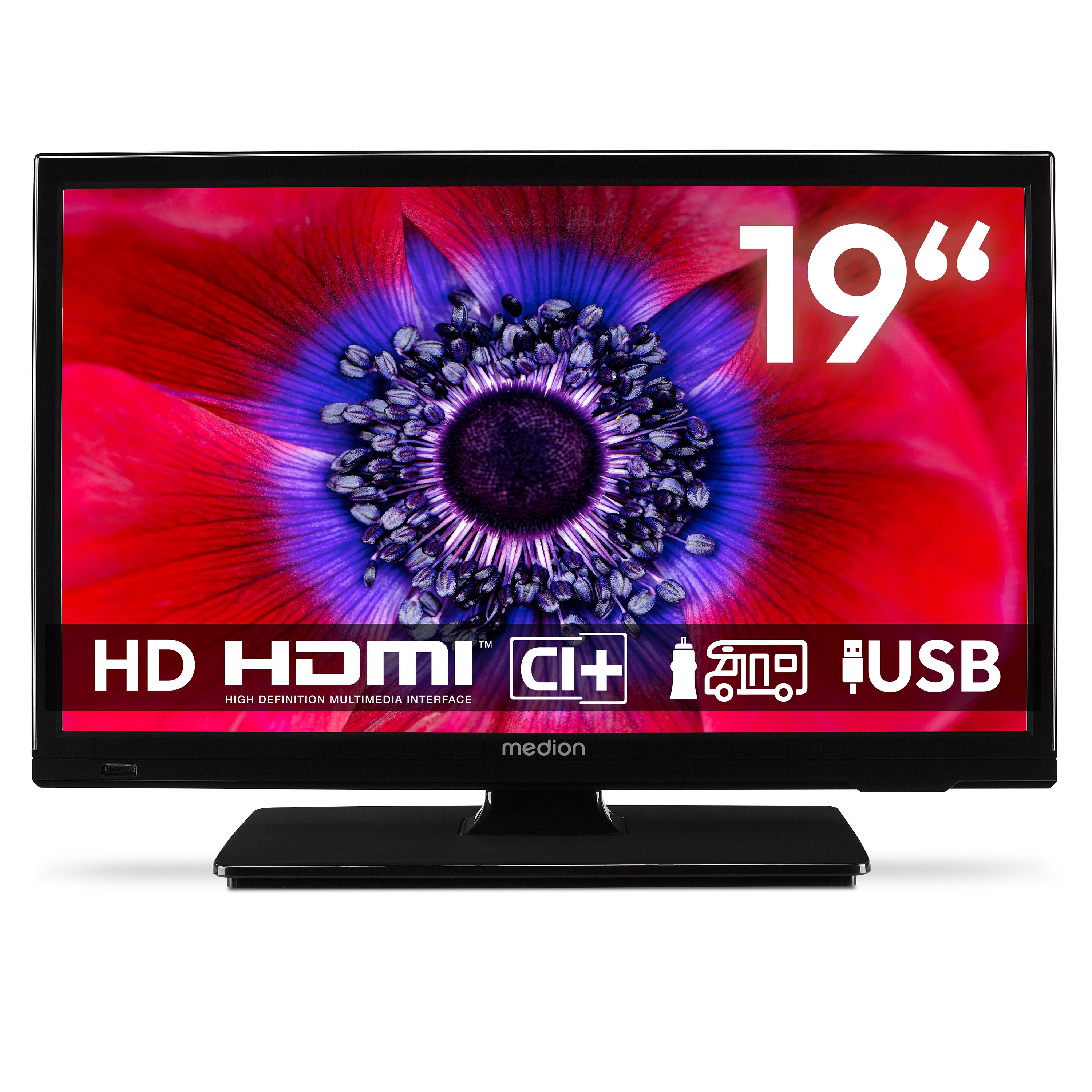 MEDION® LIFE MD 819000 Fernseher, 47 cm (19'') LCD-TV, HD Triple Tuner, integrierter Mediaplayer, Car-Adapter, CI+ Schnittstelle