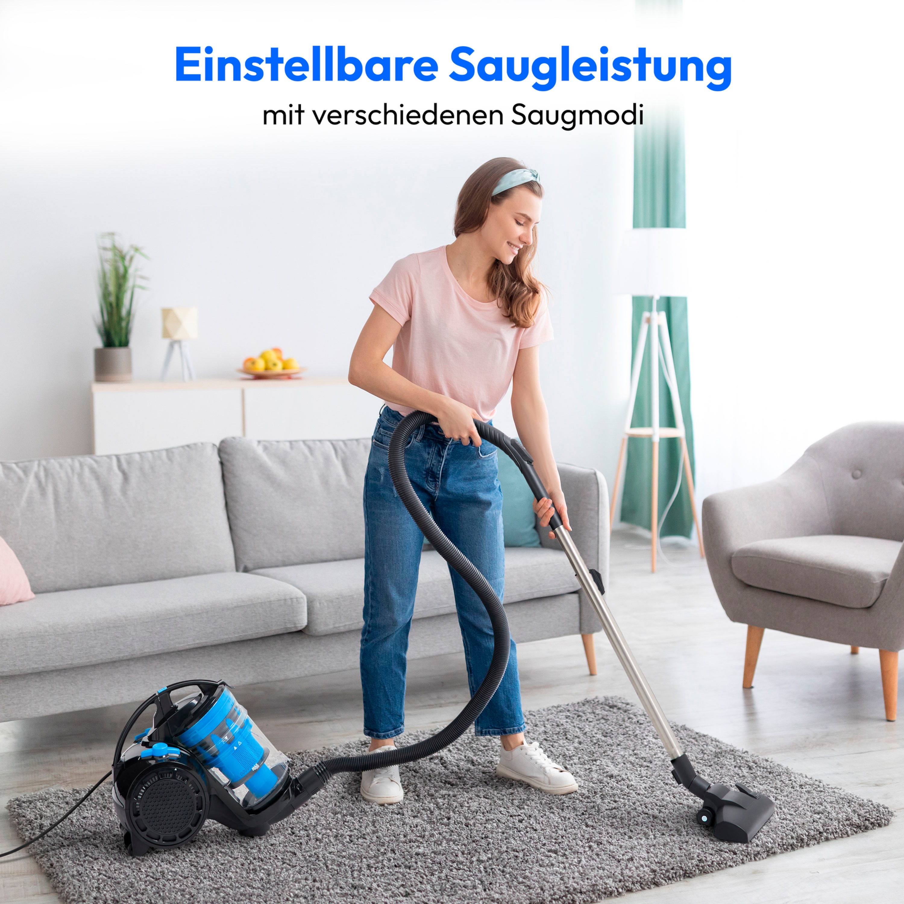 MEDION® LIFE P2000 Beutelloser Zyklon-Staubsauger, 21,5 kPa Saugleistung, Staubbehälterkapazität 2 L, HEPA 13 Filter, Wessel-Bodendüse, integriertes Zubehör