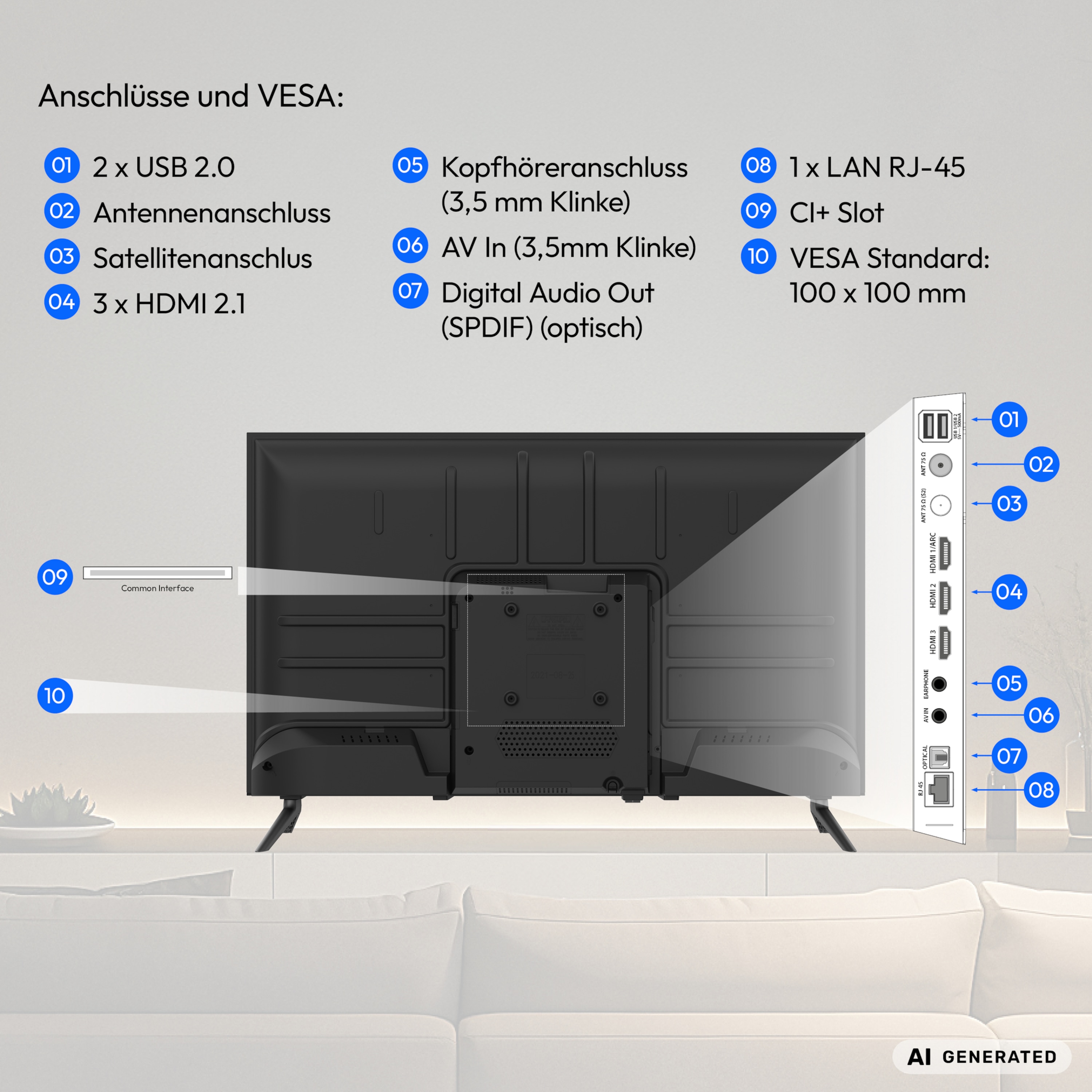 MEDION® LIFE MD 832103 Google TV™, 80 cm (32'') Full HD Display, PVR ready, HD Triple Tuner, Bluetooth®, App Store, Netflix, Disney+, Amazon Prime Video