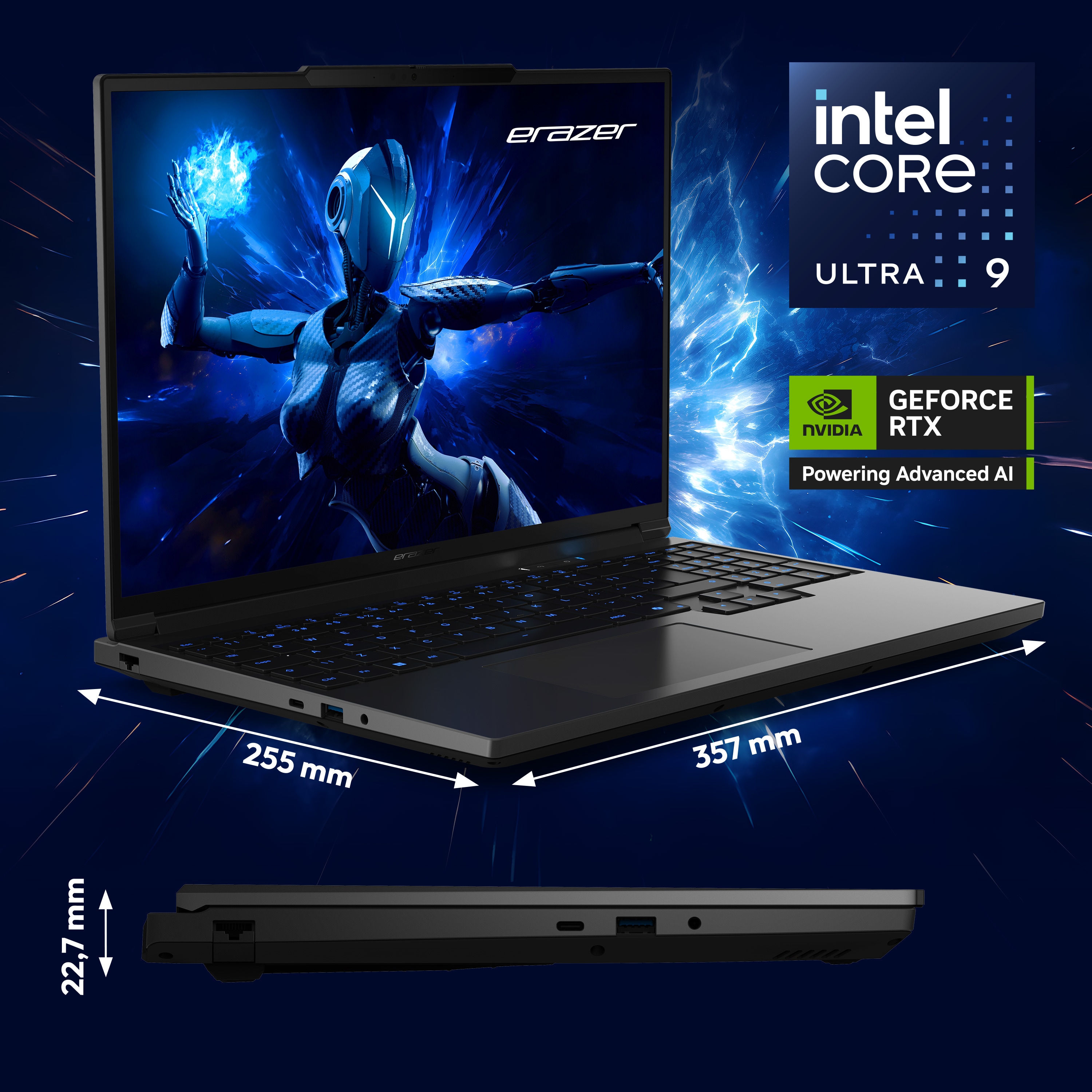MEDION® ERAZER Major 16 X1 High-End Gaming Laptop, Intel® Core™ Ultra 9 Prozessor 275HX, Windows 11 Home, 40,6 cm (16”) QHD+ Display 100% sRGB mit 300 Hz, RTX 5070 Ti, 2 TB PCIe SSD, 32 GB RAM
