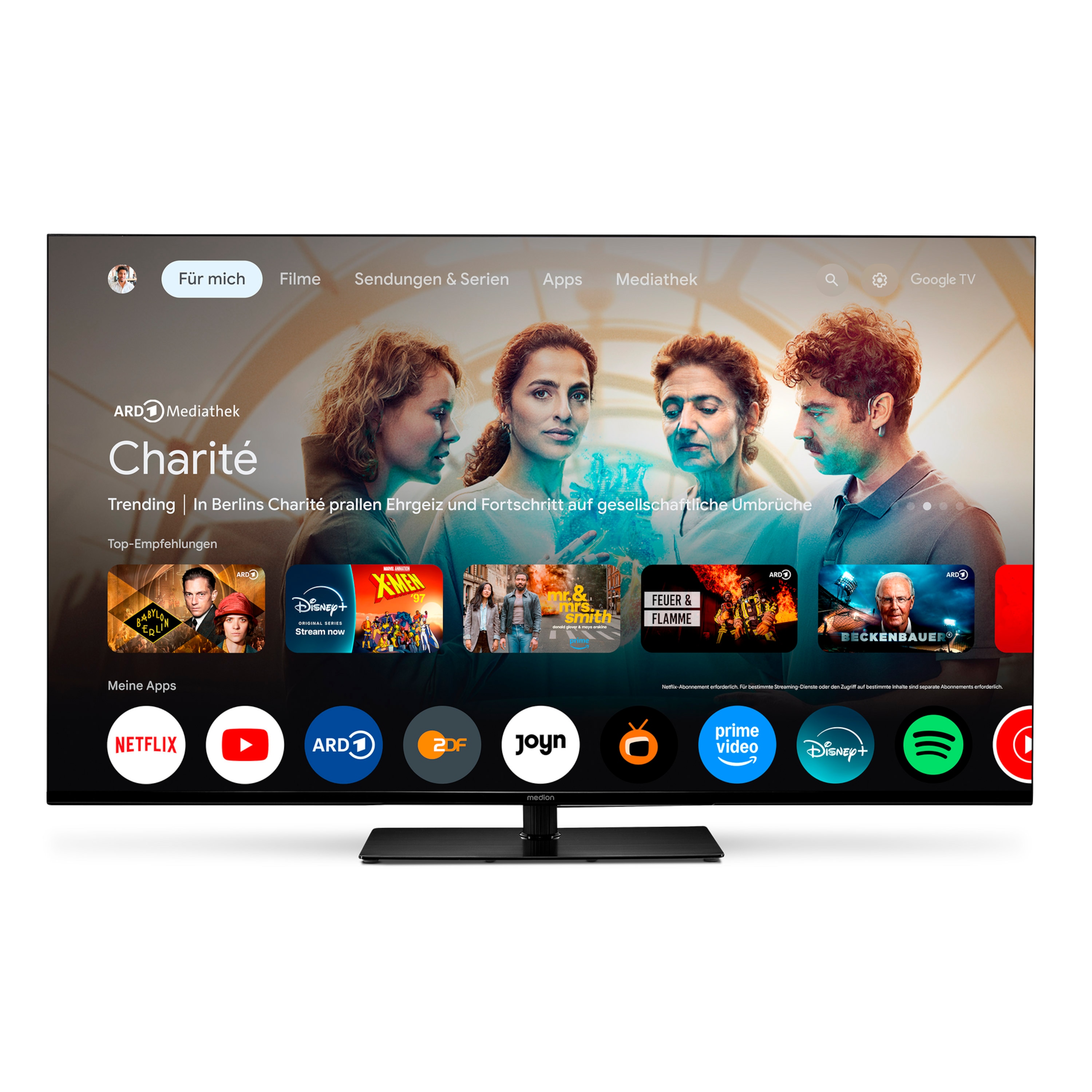 MEDION® LIFE® X8432502 (MD 843400) Google TV™, 108 cm (43'') Ultra HD, HDR, Dolby Vision®, MEMC, PVR ready, Netflix, Amazon Prime Video, Bluetooth®, Dolby Atmos, DTS Virtual X, DTS X, HD Triple Tuner, CI+ Schnittstelle