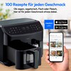 MEDION® LIFE® P20 XXL Twin Doppelzonen-Heißluftfritteuse MD 11760, 100 Rezepte in der Life+ App, 2 separate Garzonen, 9 Automatikprogramme, 8,7 L Gesamt-Nutzinhalt, 2.600 Watt, Temperatur einstellbar bis 200 °C