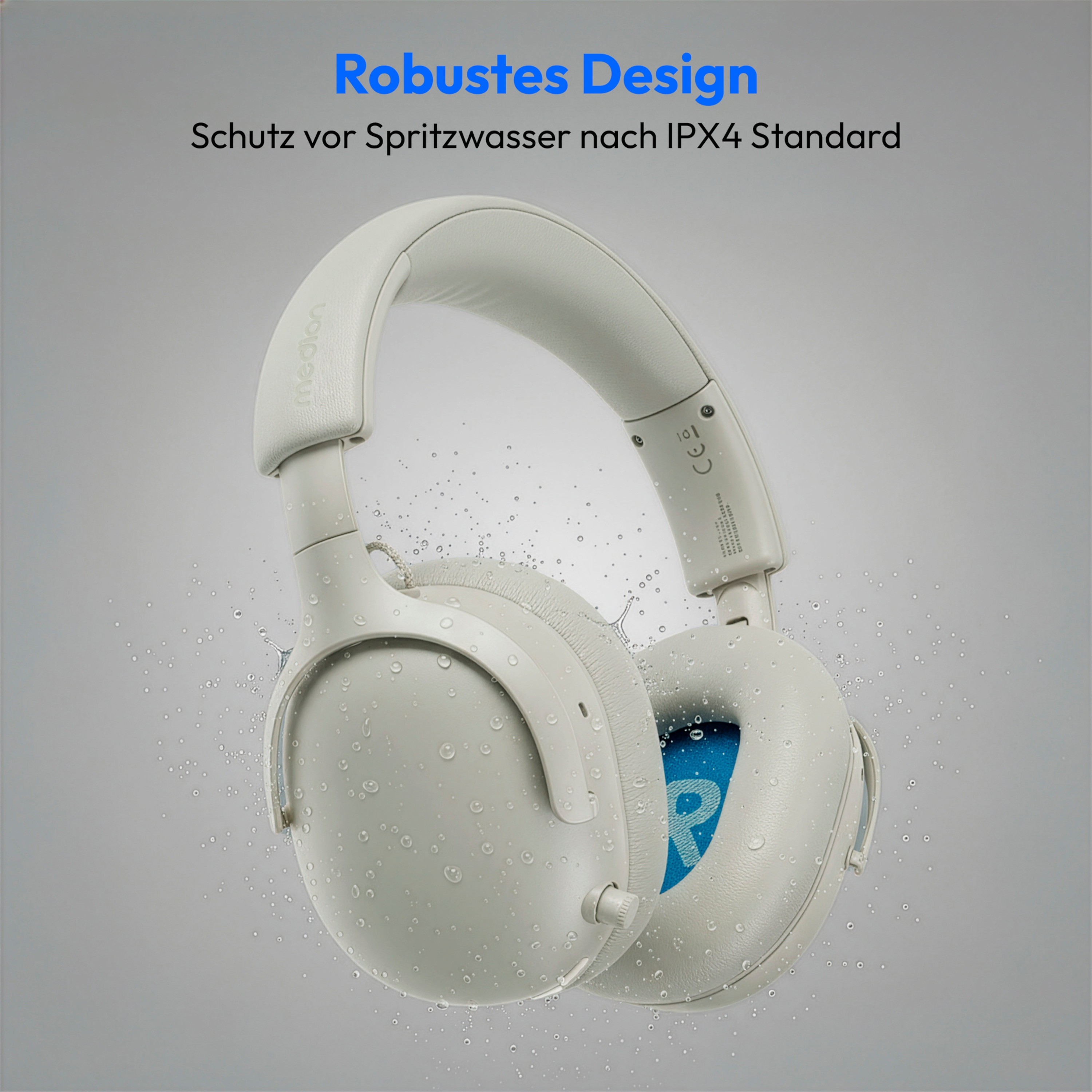 MEDION® Over Ear-Kopfhörer LIFE HX-1 Plus monochrom, bis zu 100 Stunden Akkulaufzeit, 5 EQ-Presets + 1 App-Preset, Feed Forward Noise Cancelling, Bluetooth® 6.0 wireless technology, IPX4 Spritzwasserschutz