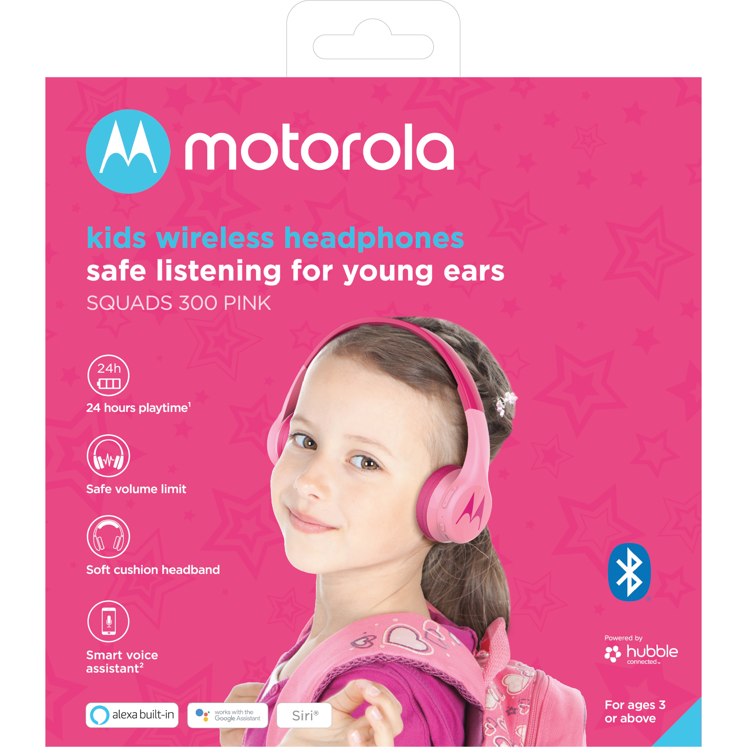 MOTOROLA Squads 300, Wireless-Kopfhörer für Kinder, Über-Ohr-Headset, Lautstärkenbegrenzer, Bluetooth