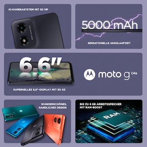 MOTOROLA moto g04s, 64 GB, Concord Black