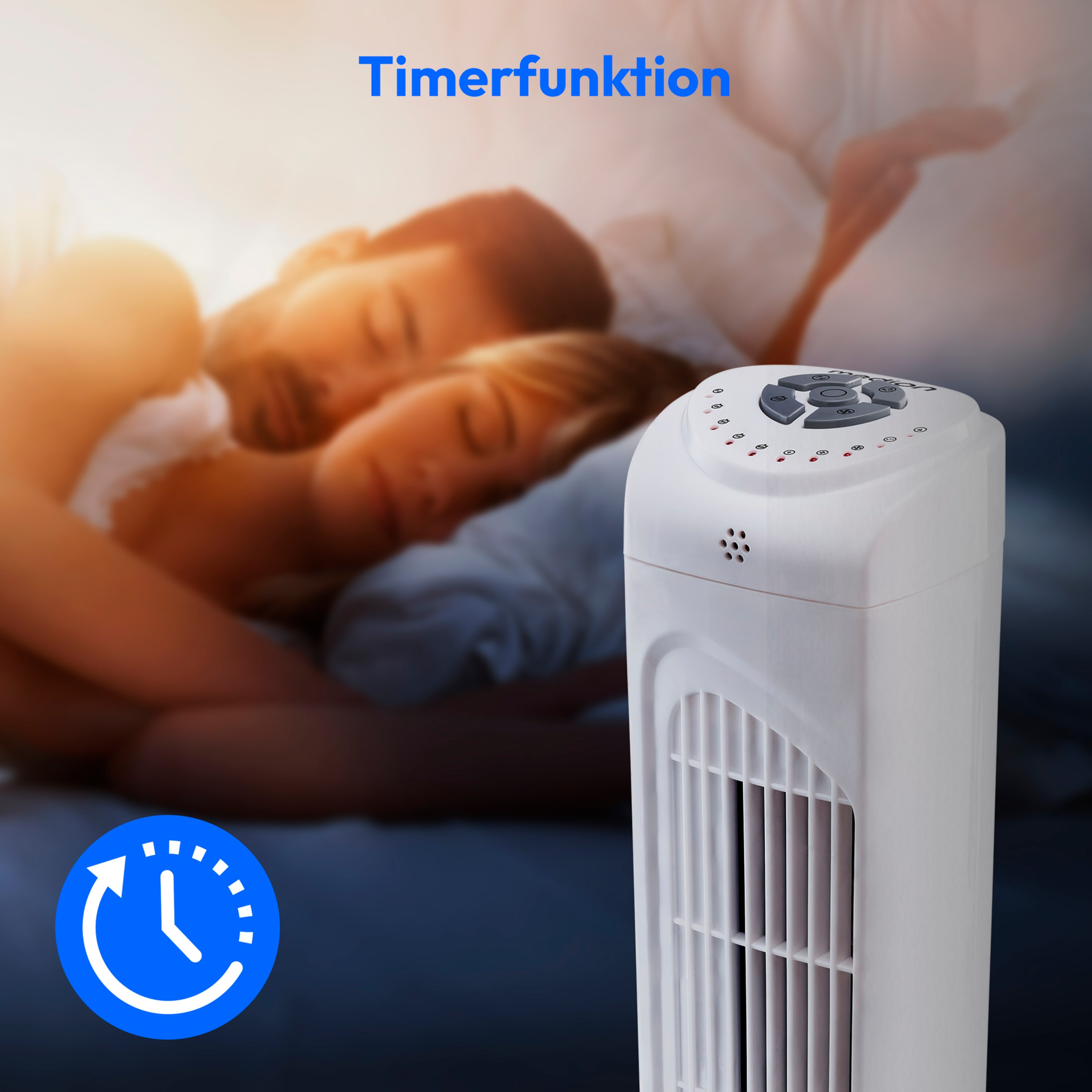 MEDION® LIFE E10 TF Turmventilator (MD 10319), 3 Geschwindigkeitsstufen, 45 Watt Leistung, zuschaltbare Schwenkfunktion, inkl. Fernbedienung