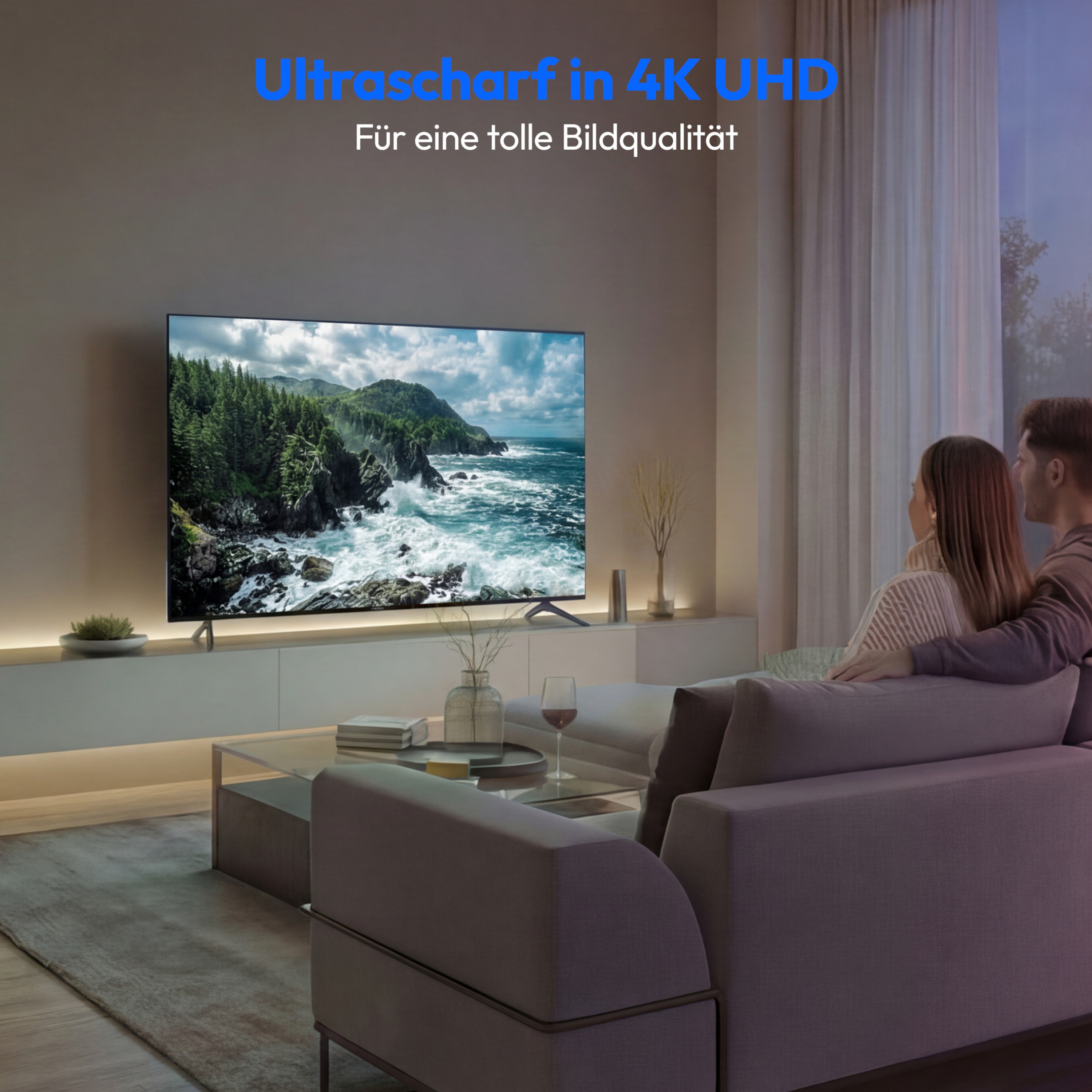 MEDION® LIFE MD 855200 Ultra HD LCD Smart-TV (2026), 138,8 cm (55'') Ultra HD Display, HDR, PVR ready, HBO Max, MagentaTV, NETFLIX, Prime Video, Disney+, DAZN, Paramount+ App, VIDAA App Store, Bluetooth®, HD Triple Tuner, CI+ Schnittstelle
