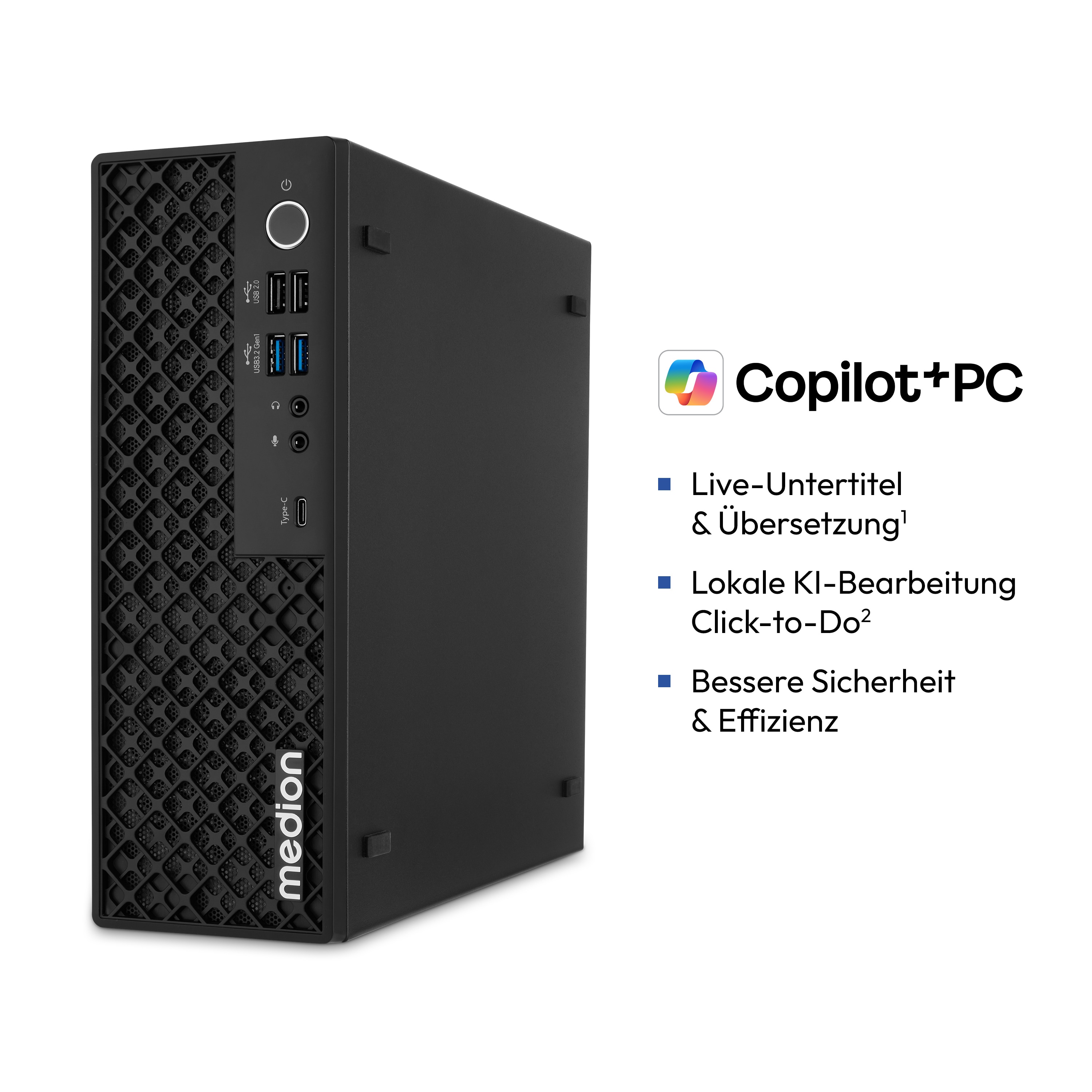 MEDION® Picoworx T80 III Mini PC; Copilot+ PC, Intel® Core™ Ultra 7 256V, Windows 11 Home, 1 TB SSD, 16 GB RAM