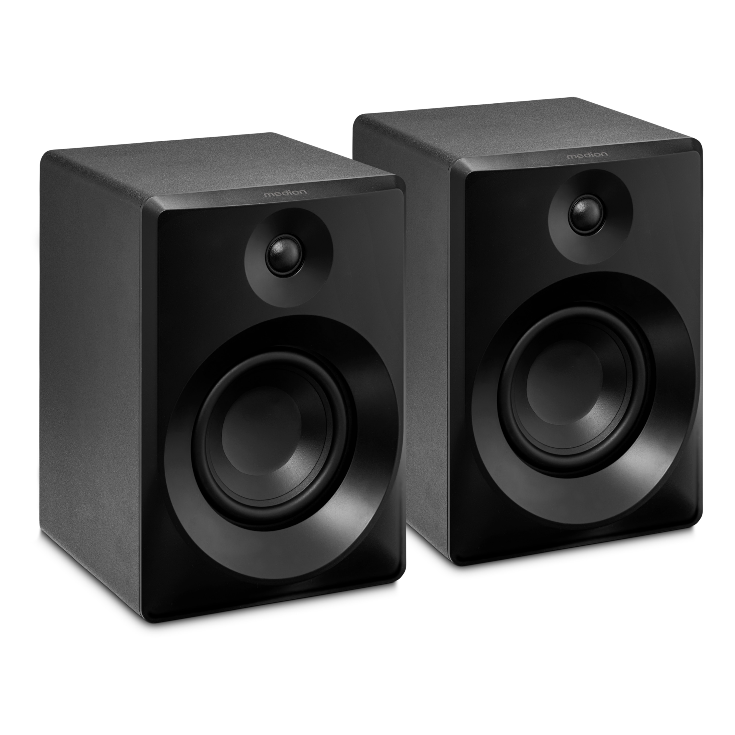 MEDION® LIFE® P61925 Regallautsprecher, aktiver & passiver Lautsprecher, 2-Wege-System, Bluetooth® 5.0, Stereo-Sound mit integriertem Hochtöner und Subwoofer, 2 x 50 W RMS