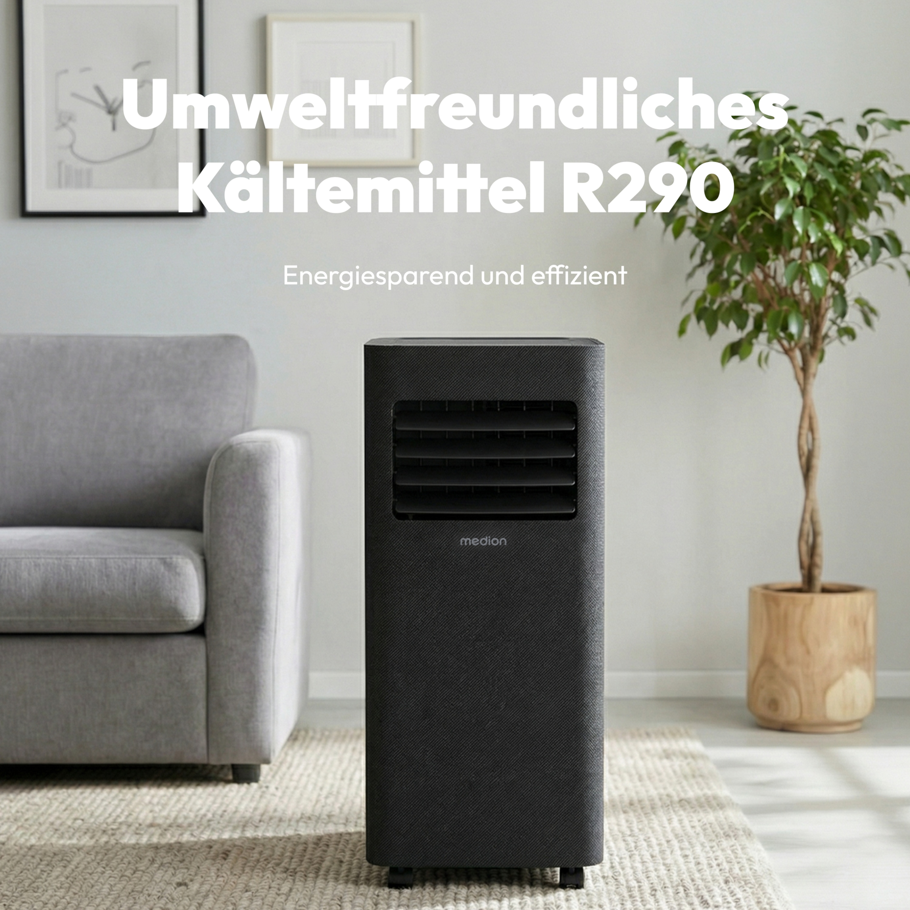 MEDION® LIFE E902 Klimaanlage (MD 100137), Kühlen, Entfeuchten und Ventilieren, Kühlleistung 9.000 BTU, Auto-Swing-Funktion, Kühlmittel R290, max. 32m², mit Fernbedienung, Inkl. Fenster-Kit
