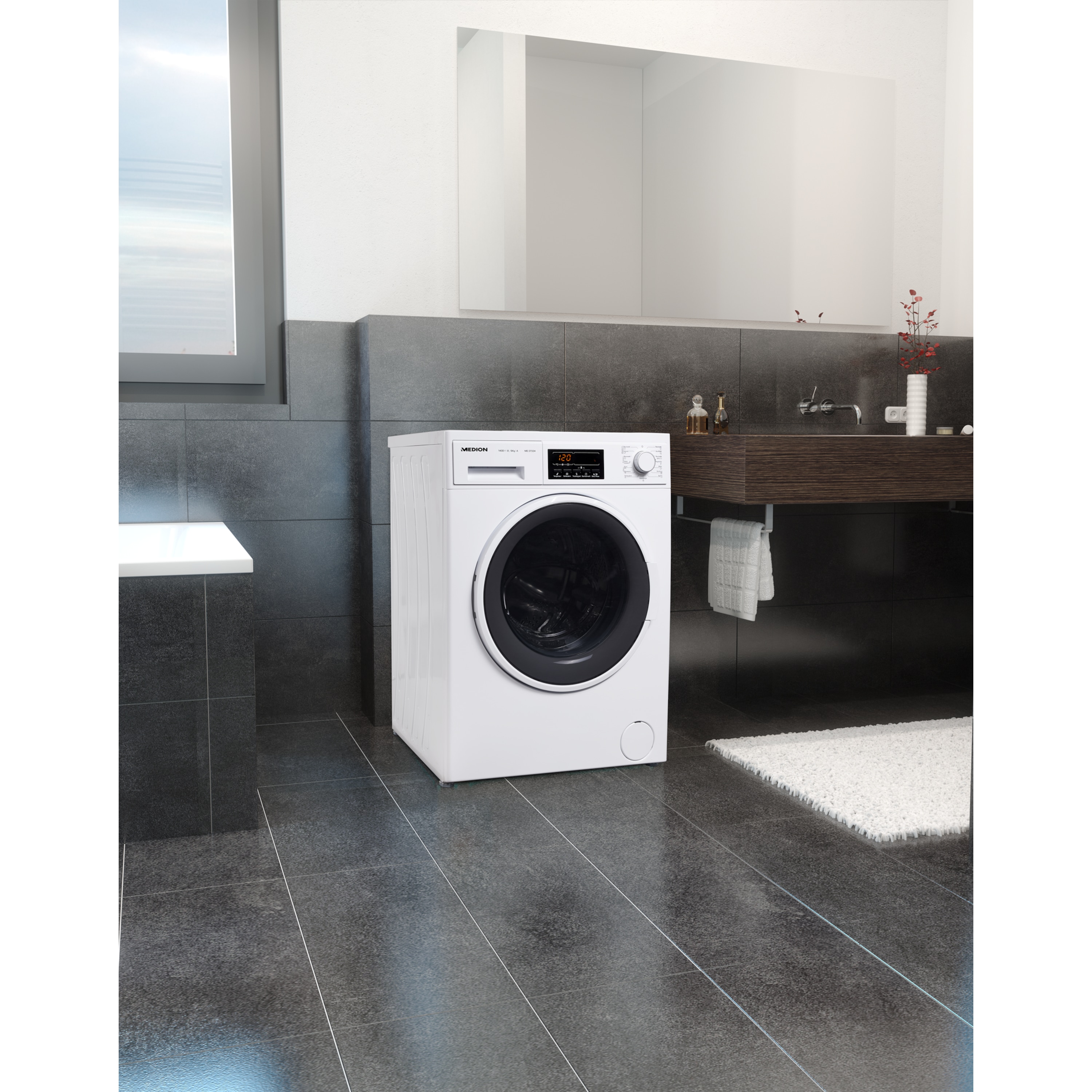MEDION® Waschtrockner MD 37334, Füllmenge Waschen 8 kg / Trocknen 6 kg, 15 Programme, Startzeitvorwahl, LED-Anzeige