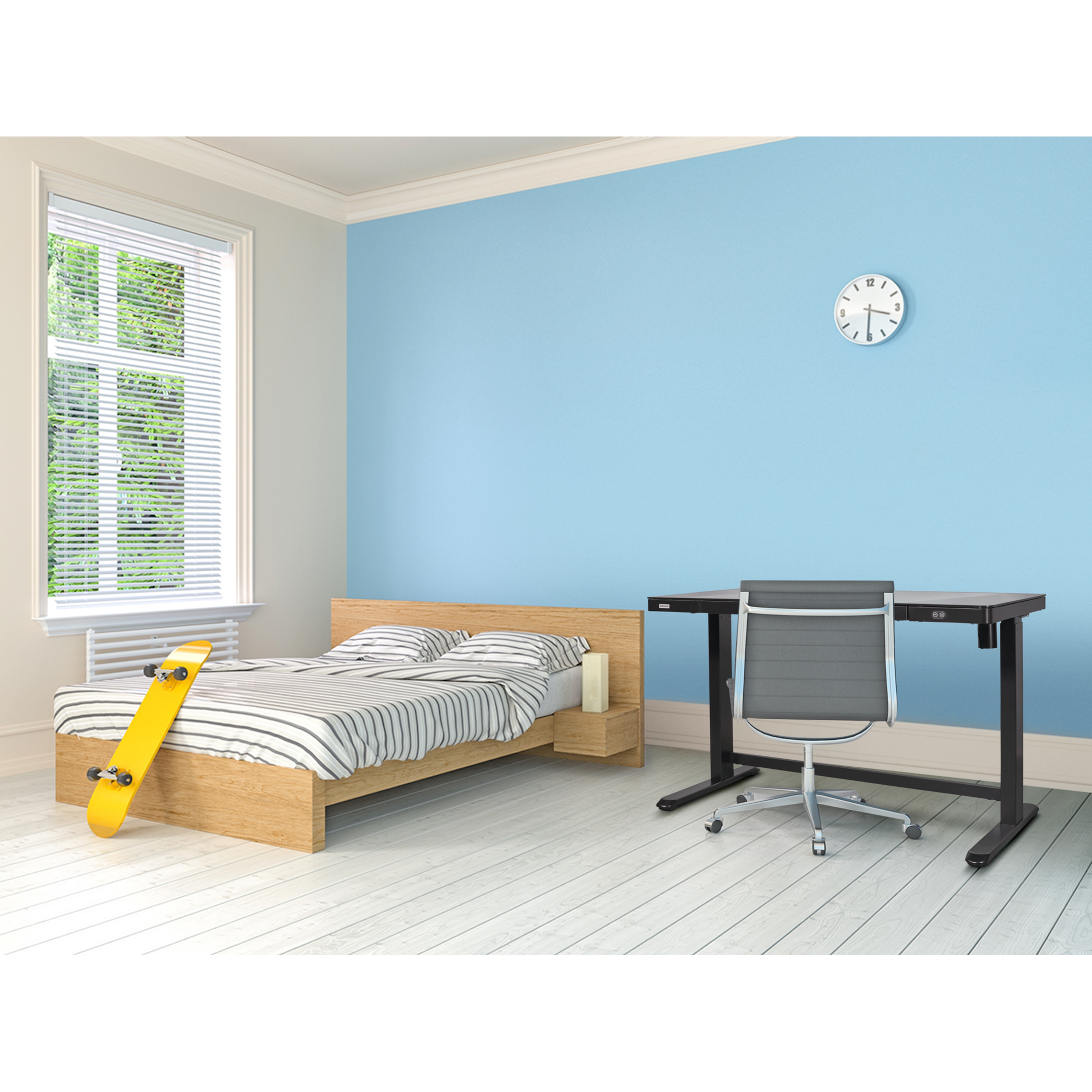 MEDION® P89258 Höhenverstellbarer Tisch, stufenlose Höhenverstellung, elektronischer Motor, integrierte Schublade, einfache Montage