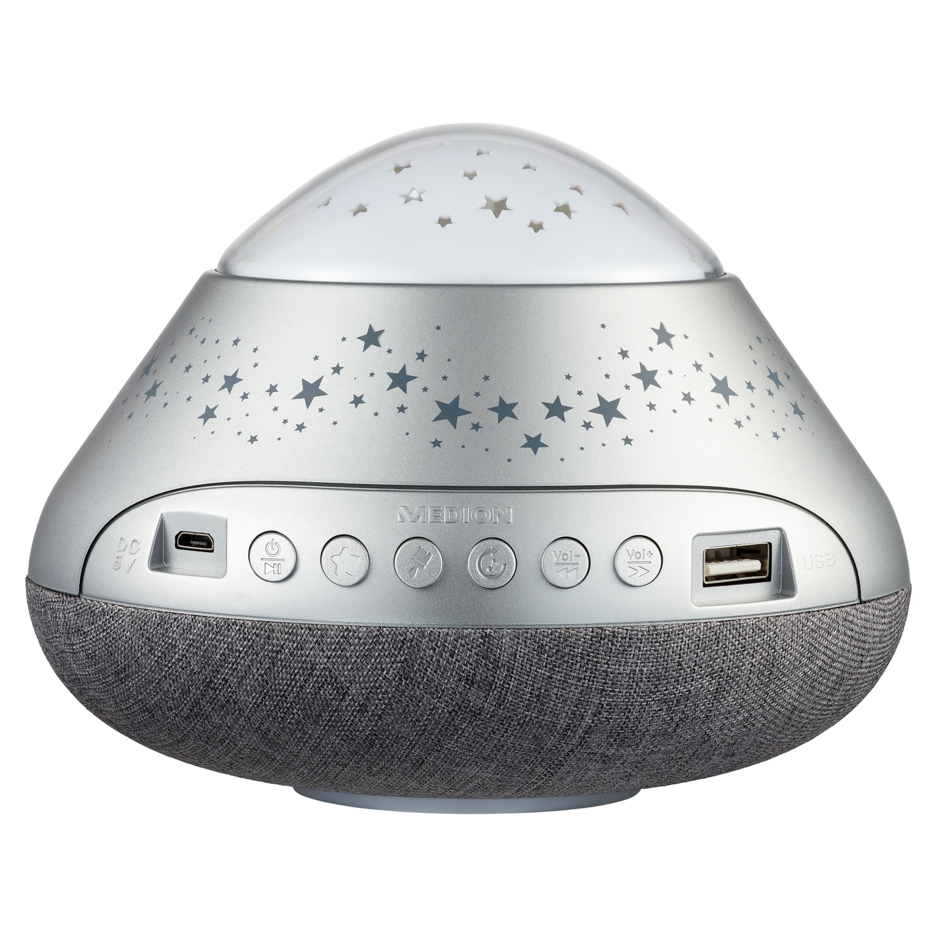MEDION® LIFE® E61195 Sternenhimmelprojektor, projiziert Sterne in verschiedenen Farben, spielt Schlaflieder und Naturgeräusche, integrierter Akku, USB-Anschluss für Musik  (B-Ware)