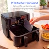 MEDION® LIFE® P25 XXL Flex M Heißluftfritteuse MD100057 schwarz, 100 Rezepte in der Life+ App, 2 separate Garzonen, 10 Automatikprogramme, 10,8 L Gesamt-Nutzinhalt, 3.040 Watt, Temperatur einstellbar bis 200 °C