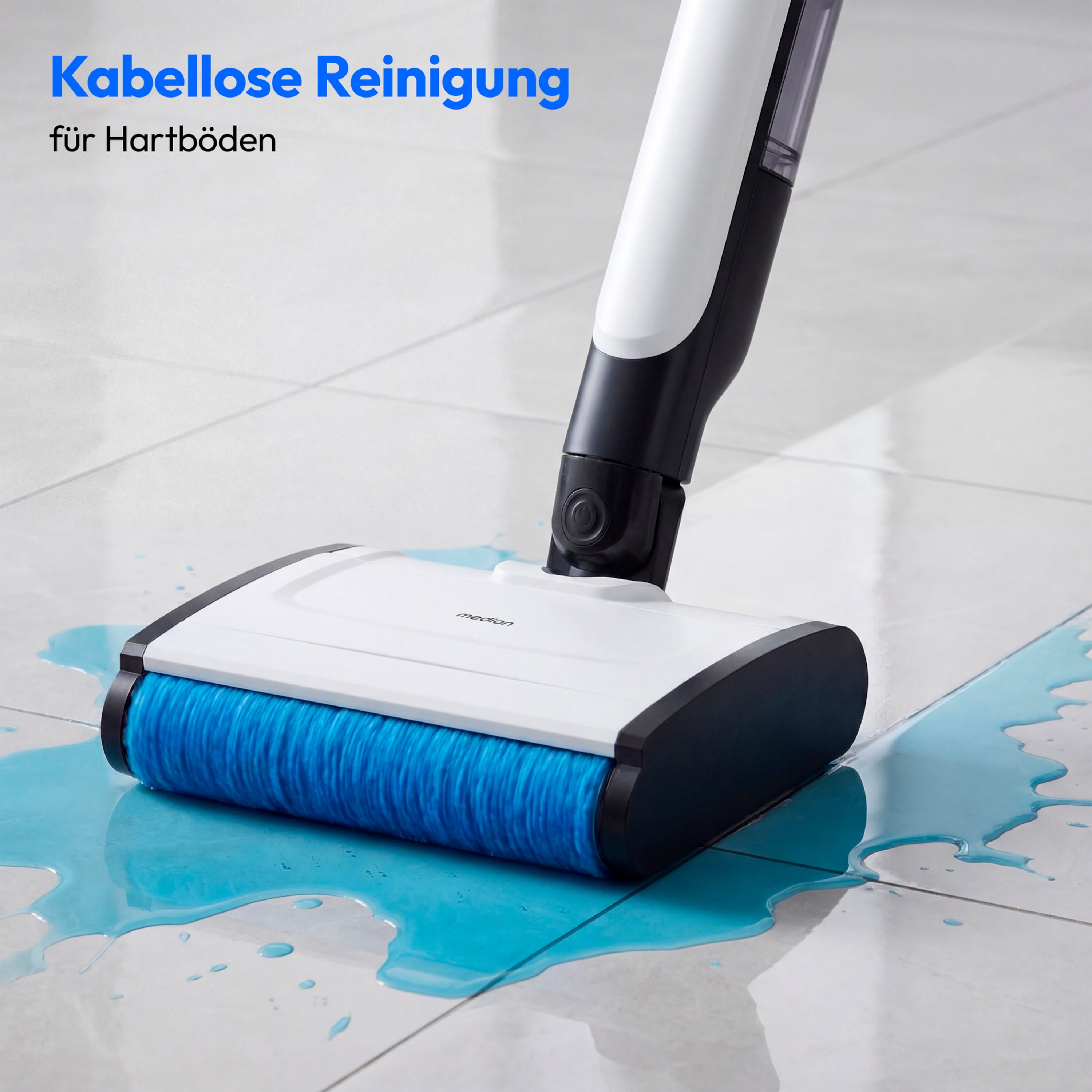 MEDION® LIFE H11 Bodenwischer, getrennter Frischwasser und Schmutzwassertank, kabellose Reinigung, LED-Display, geeignet für alle Hartböden