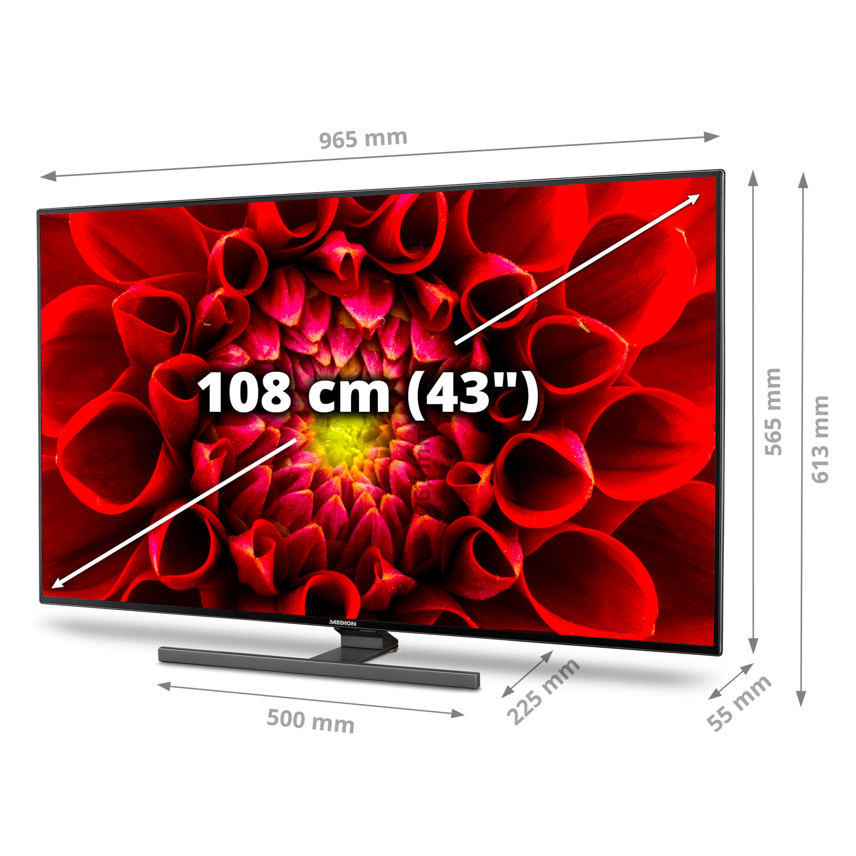 MEDION® LIFE® S14310 108 cm (43'') Ultra HD Smart-TV + P61220 TV-Soundbar mit Bluetooth & Subwoofer - ARTIKELSET