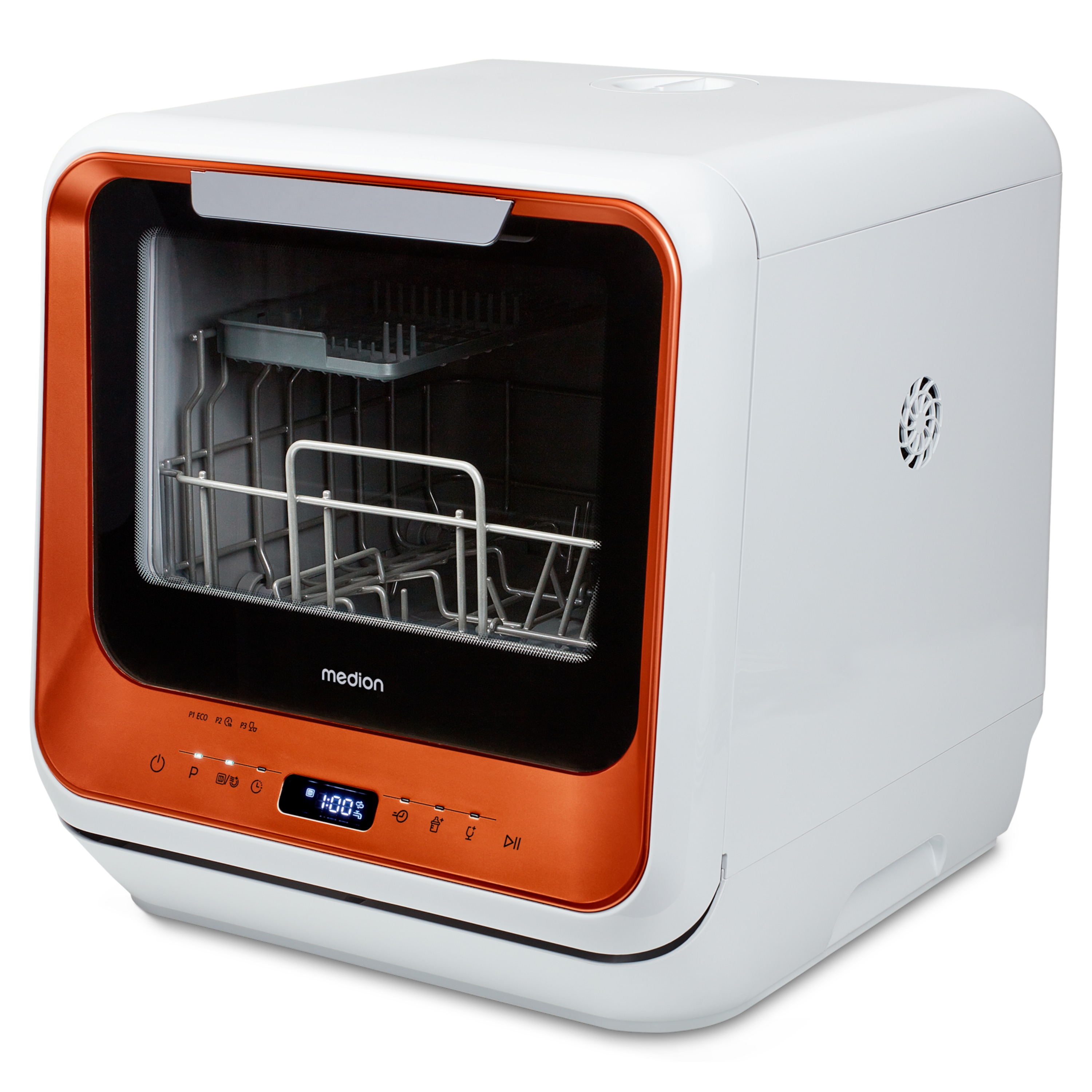 MEDION® LIFE® Mini-Geschirrspüler DWT20 (MD37763), für 2 Gedecke, 6 Reinigungsprogramme, Startzeitvorwahl