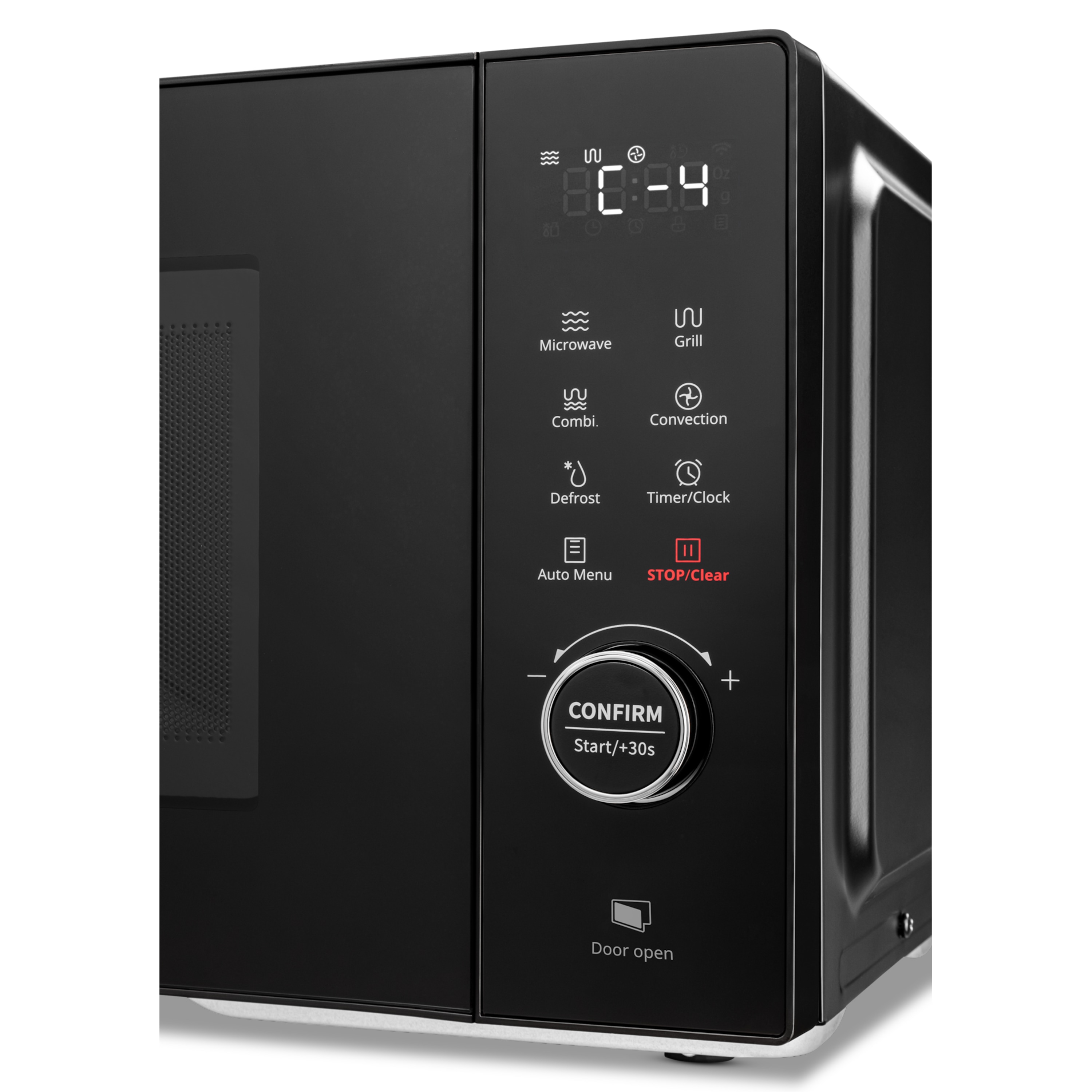 MEDION® LIFE® 3 in 1 Mikrowelle MD12031, 900 Watt Mikrowellenleistung, 1000 Watt Grillleistung, 1680 Watt Heißluftfunktion, Sensor-Touch-Türöffnung, 11 Automatikprogramme, 23 L Kapazität, 5 Leistungsstufen, digitaler 95 min. Timer, Auftaufunktion