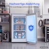MEDION® LIFE Gefrierschrank MD370018 Silber, 85 L Nutzinhalt, 3 Türfächer, manuelle Abtauung, Temperaturbereich 0–5 °C, Energieklasse C, leiser Kompressorbetrieb (39 dB), wechselbarer Türanschlag