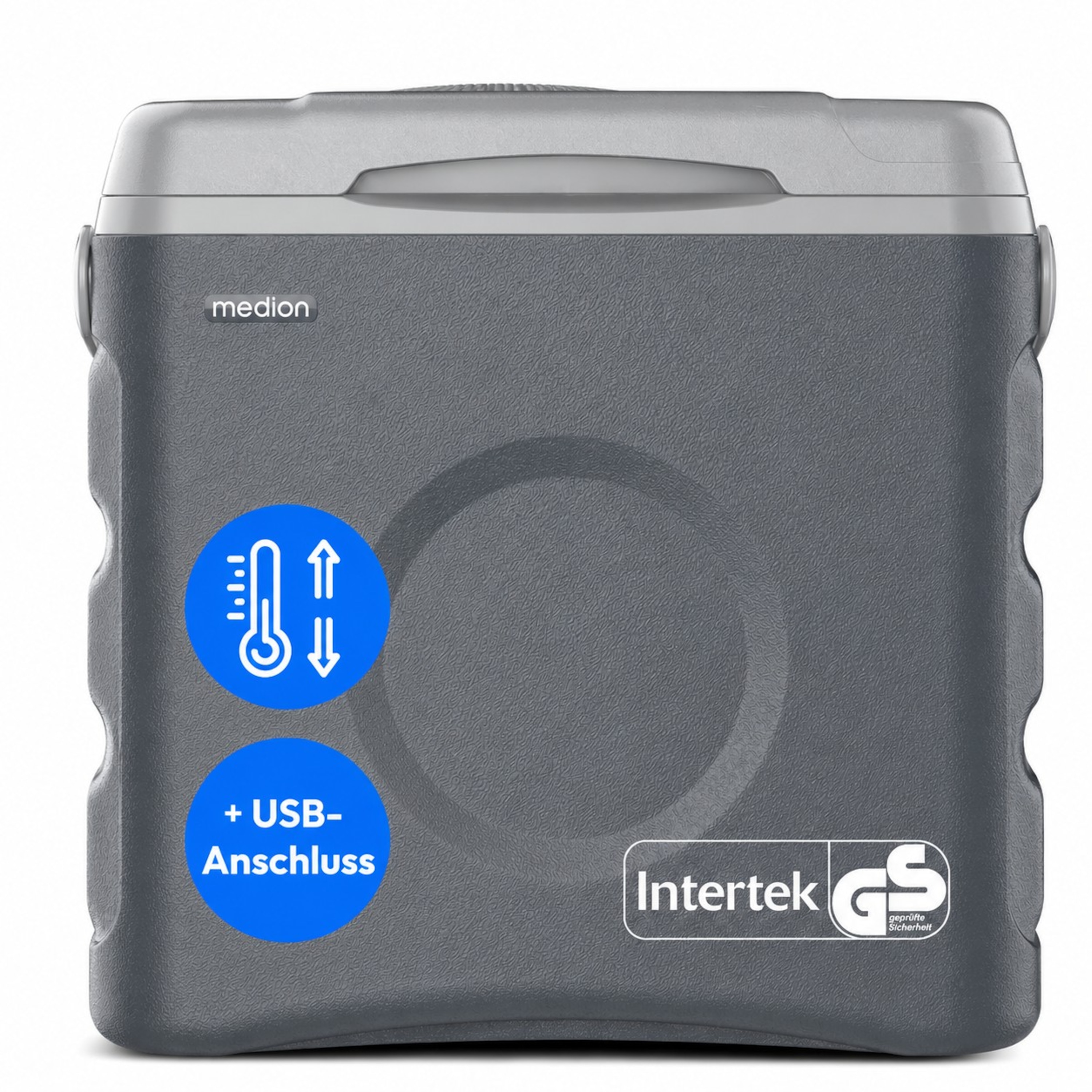 MEDION Thermoelektrische Kühlbox MD370030, 35 L Brutto, Kühlen bis 20 °C unter Umgebung, Warmhalten bis 55 °C, 12 V / 230 V / USB 5 V, ECO Modus